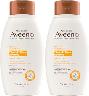 Aveeno Shampoo, 12 Fl Oz, Pack of 2 | Scalp Soothing | Apple Cider Vinegar Blend