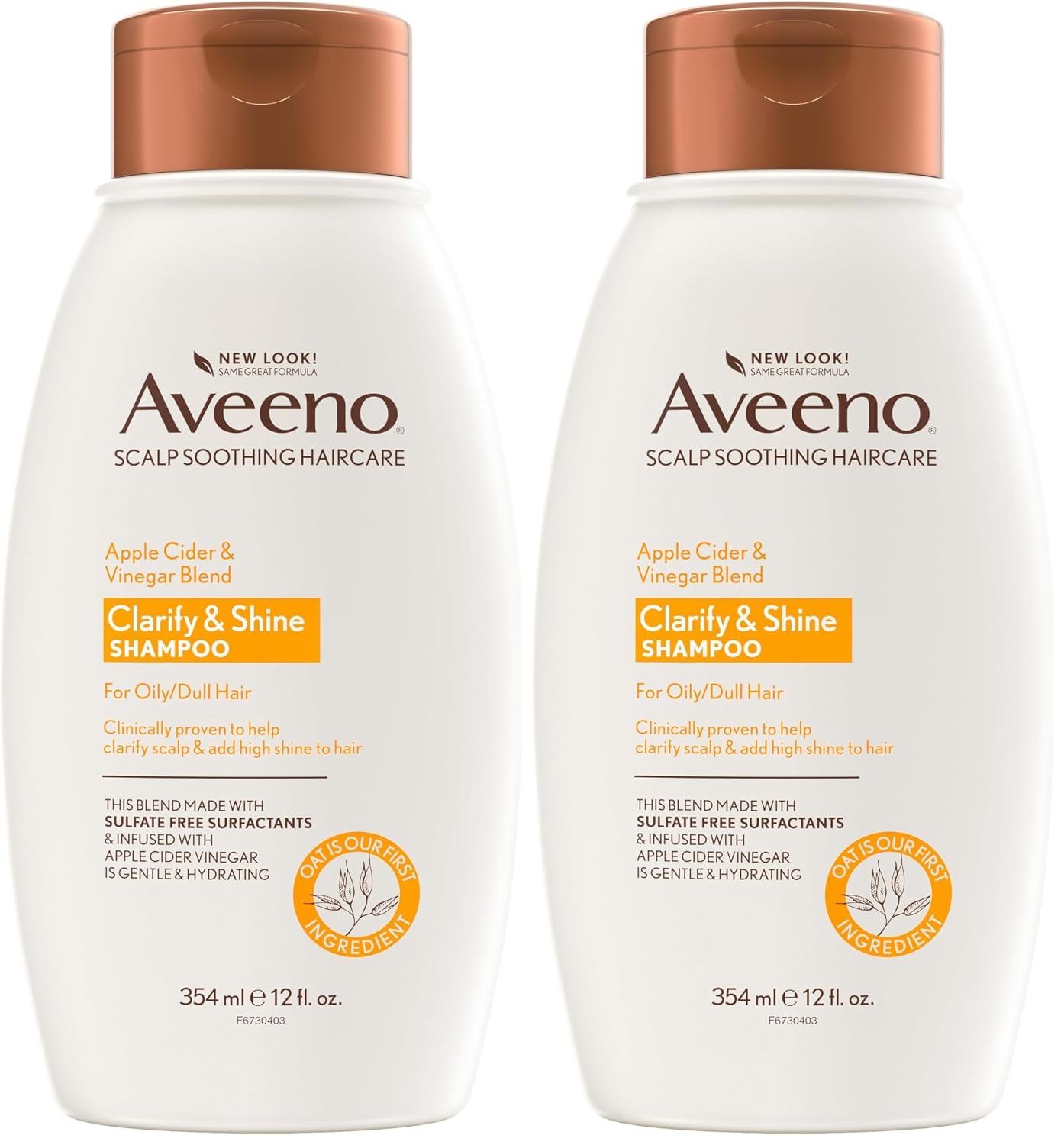 Aveeno Shampoo, 12 Fl Oz, Pack of 2 | Scalp Soothing | Apple Cider Vinegar Blend