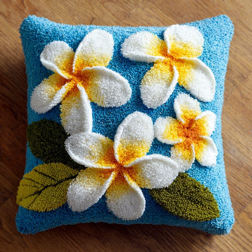 WallustrioaW Latch Hook Cushion Kits,Frangipani