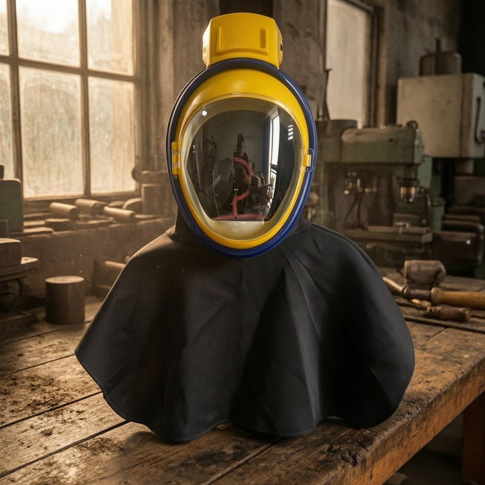 harayaa Maschera con Alimentazione D'ossigeno Resistente Maschera a Ventilazione Forzata Leggero Casco con Visiera Trasparente per Lavori Industriali