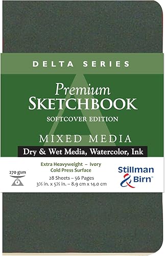 Stillman & Birn Delta Series - Cuaderno de bocetos (tapa blanda, 3.5" x 5.5", 9.52ozm, papel marfil, superficie de prensado en frío