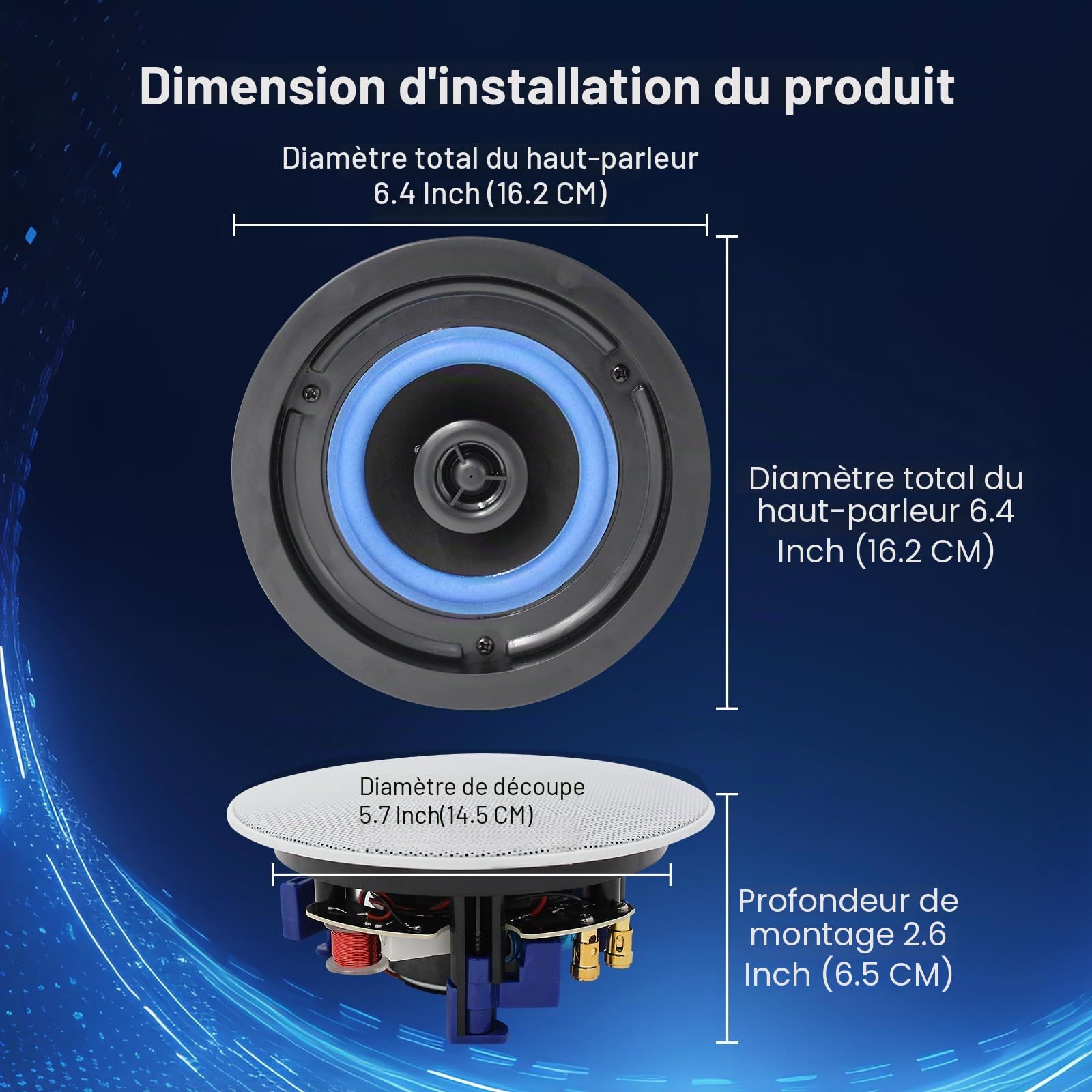 STUDIOFINIX HCS418 Haut-parleurs passifs 2 voies encastrables 160 W pour salle de bain cuisine salon bureau (2 haut-parleurs)