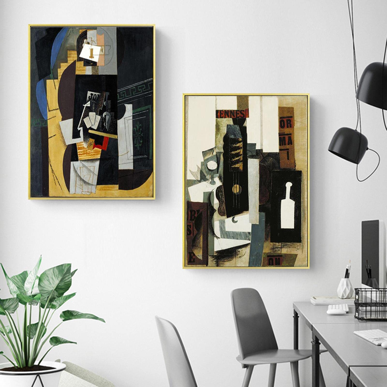 Yangld Astratta Picasso Famoso Pittura Strumento Musicale Dipinti su Tela Poster e Stampa Wall Art Picture for Room Decor 70x100cm-2Pcs Frameless