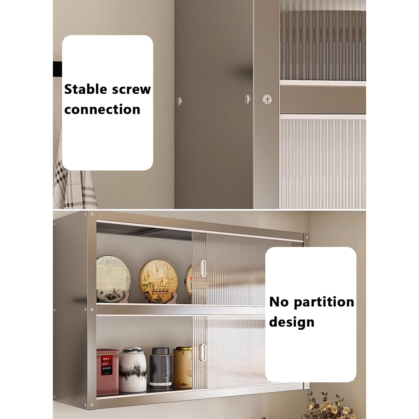 Pensili Cucina Vetrinetta Espositiva Da Parete Capacità Di Carico Di 25 Kg for Singolo Strato Realizzato in Acciaio Inossidabile Dotato Di Ante Scorrevoli Trasparenti Pensile Bagno(70 * 30 * 70cm)