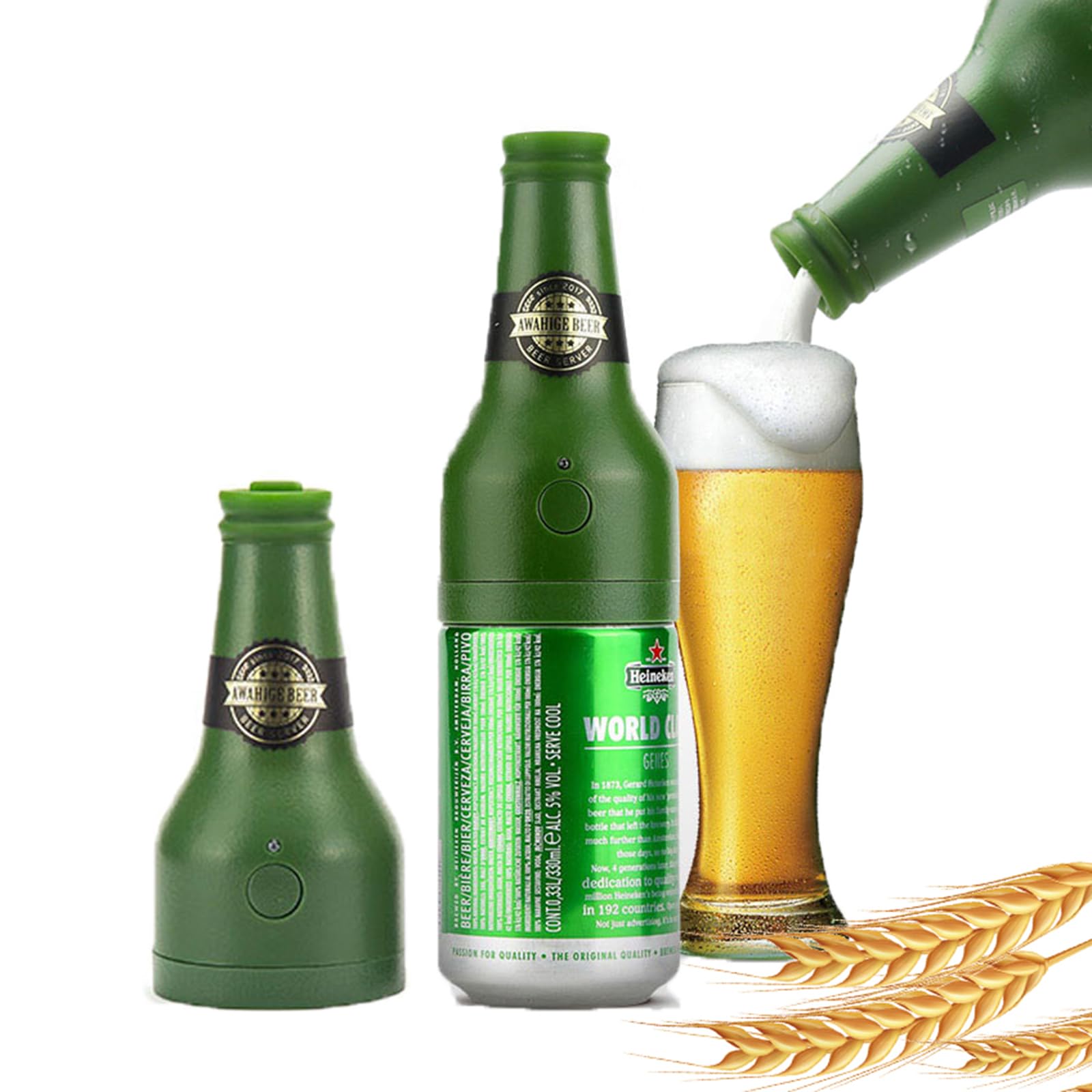 Ultrasonic Wave Canned Beer Foamer Machine, Beer Milk Like Foam Frother Handheld Size,Portable Drink Mixer, Fun Beer Accessories Kitchen Gadgets for Men - Green-image-11