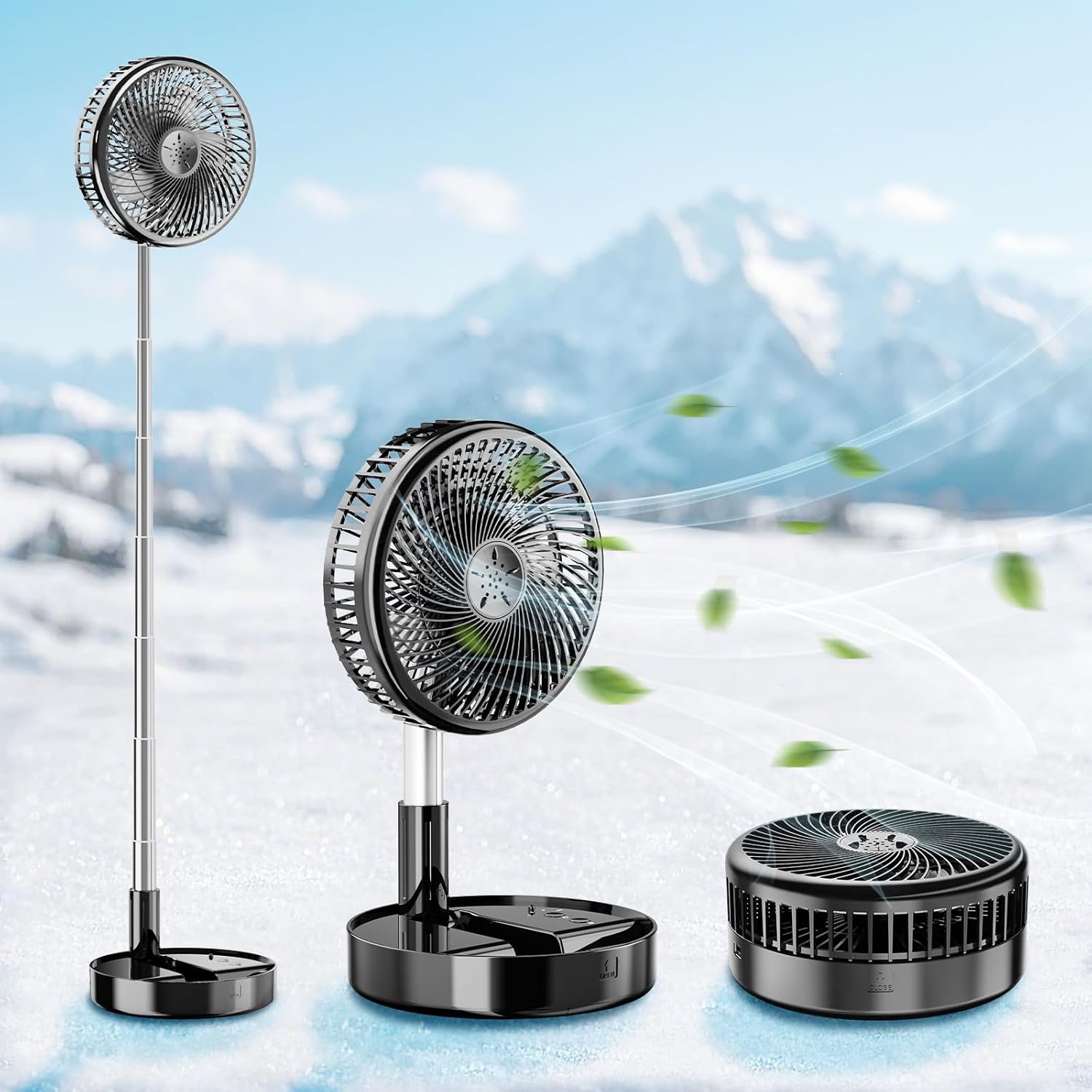 Portable Table Fan, Rechargeable Personal Fan with 48-Hour Battery, 3 Speeds, 120° Oscillation, USB-C Charging, Compact & Lightweight for Home, Office, Travel, and Outdoor Use (Black)