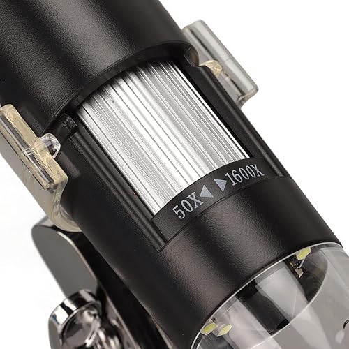 Miniatura 8 de Hilitand Microscopio digital USB 50X a 1600X, negro, luz LED, material ABS, portátil, compatible con teléfonos inteligentes