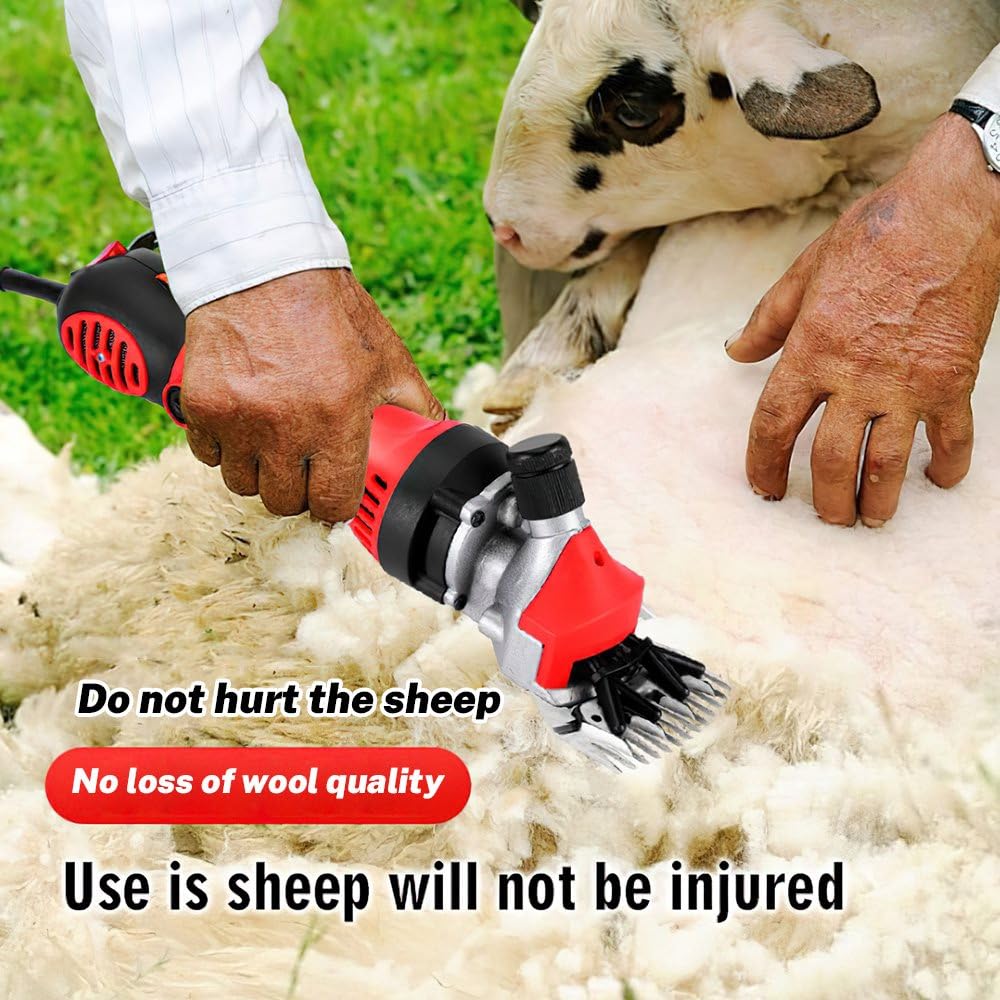 220v/110v 6 Modes Tondeuse Mouton, 76mm 2400Tr/Min éQuipement Pour éLevage De ChèVres Et Moutons, Coupe-Laine De Cisaillement éLectrique (Noir +13 règle)