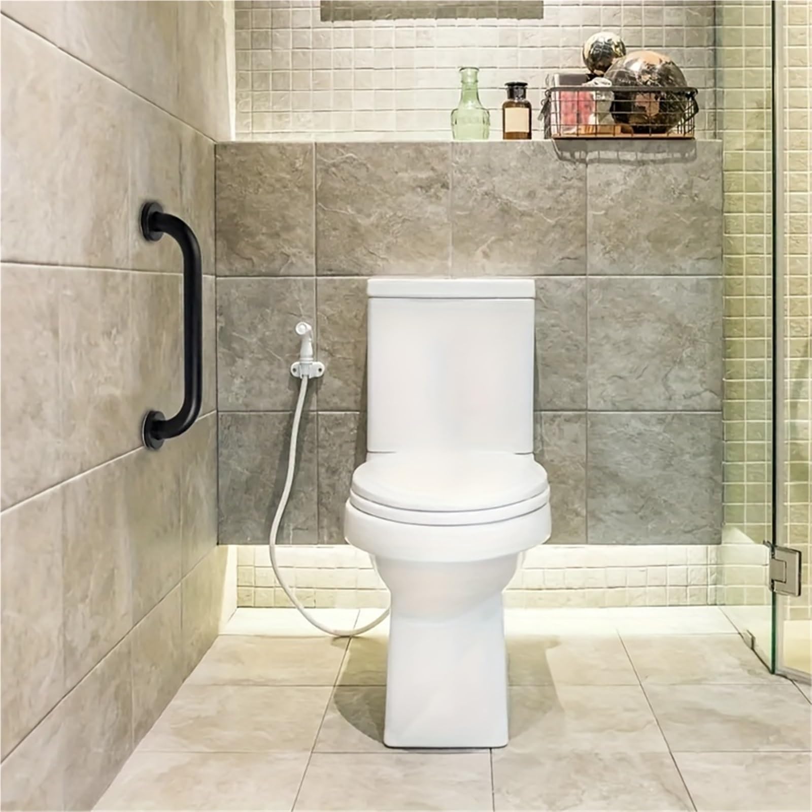 Maniglie Toilette per disabili in Alluminio Spaziale, Bagno Senza Barriere con corrimano per Anziani, Sicuro e Antiscivolo(30cm)