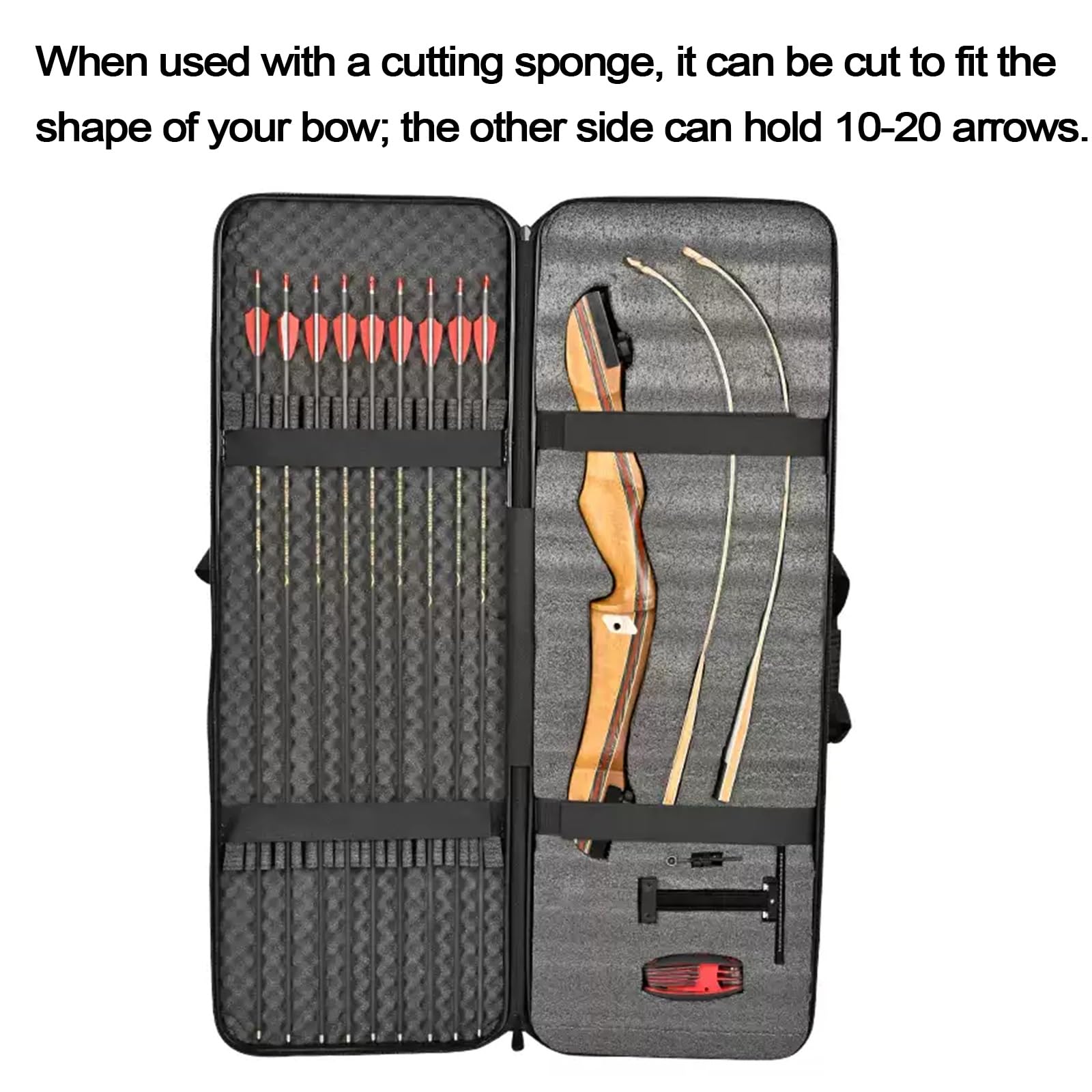 Fundas Rígidas para Rifles Plástico ABS Estuche Táctico Multiusos para Arcoi Recurvo con Asa de Transporte y Bandolera Forrado de Espuma para Viajeros, Aficionados Al Tiro, y Cazadores