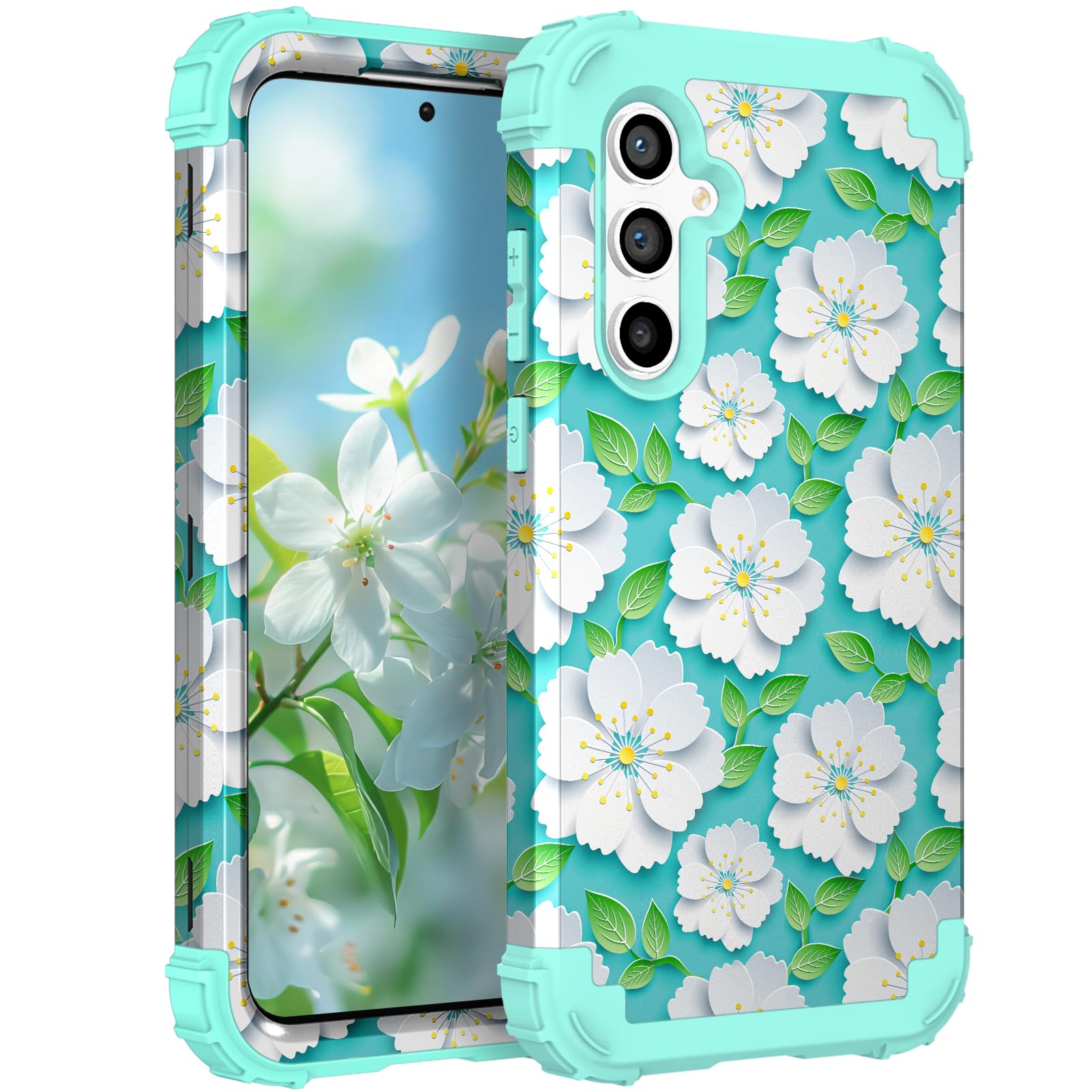 Hocase for Galaxy S24 FE Case, Heavy Duty Shockproof Protection Soft Silicone Rubber+Hard Plastic Bumper Hybrid Protective Case for Samsung Galaxy S24