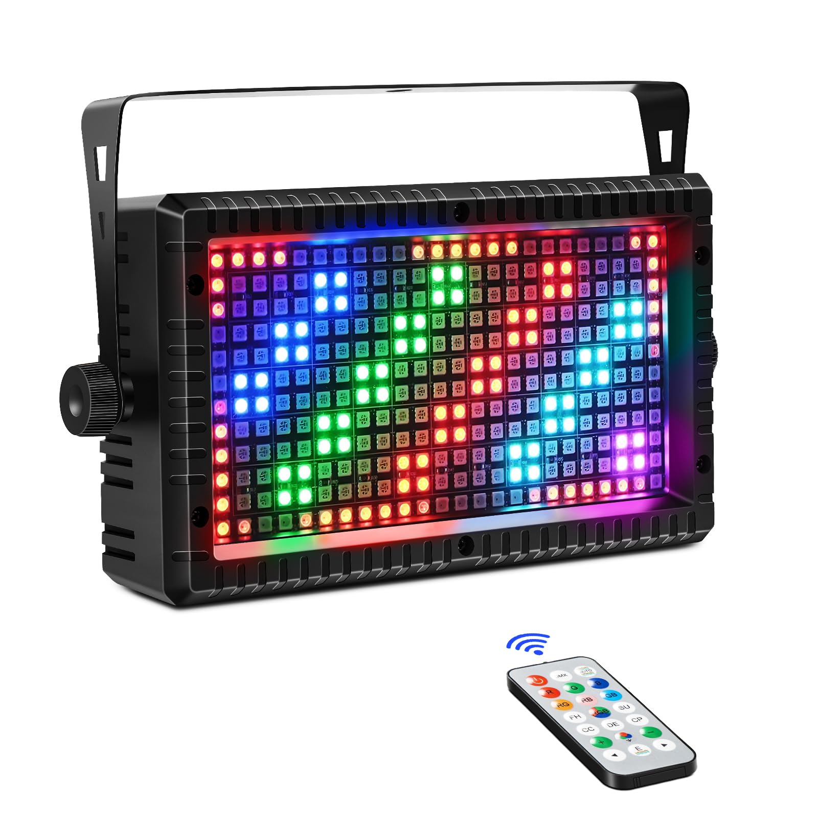 Projecteur Stroboscopique 288 LEDs RGB 3-en-1 pour Scène – Lumières DJ avec Contrôle à Distance & Activation Sonore – Idéal pour Événements, Concerts, Fêtes, Mariages, Églises, Clubs... (1 pièce)