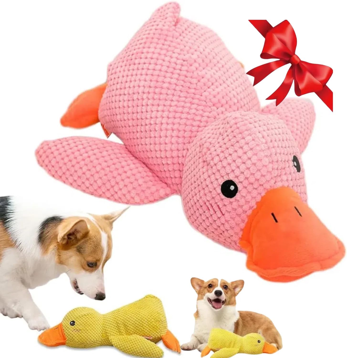 2025 Upgraded Dog Toys, Dog Toys for Aggressive Chewers, Duck Dog Toy, Durable Dog Calming Duck Dog Toys, Dog Toys for Large Dogs, Yellow Stuffed Duck Dog Toys Puppy Toys (3 Pack, M-11.4*13.5in)