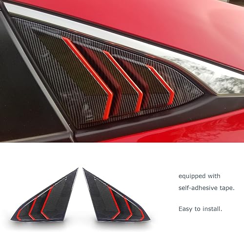 Miniatura 5 de Acdeyaca Persianas laterales traseras compatibles con Honda Civic Sedan 2016-2021, persianas de ventilación de aire (patrón de fibra de carbono y