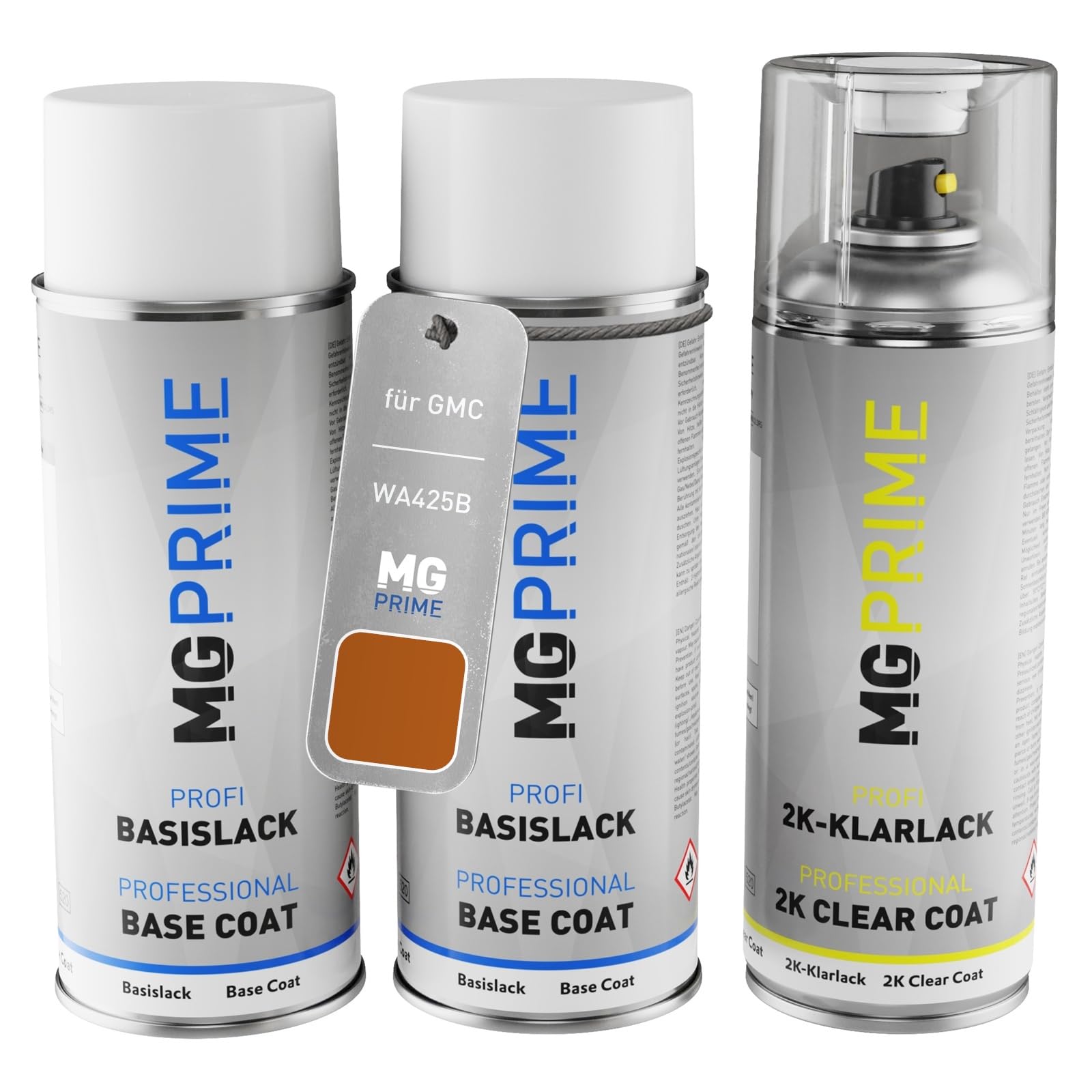 MG PRIME Car paint 2K spray can set for GMC WA425B Burning Hot Metallic under + base coat 2K clear coat spray can