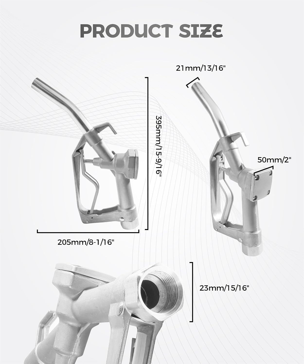 Gas Pump Nozzle,Car Accessories Gas Pump Nozzles,Automotive 3/4 in. NPT Manual Fuel Nozzle with Swivel,Max Pressure 50 PSI,Suitable for a Variety of Gasoline,Gasoline,Diesel,Kerosene,etc