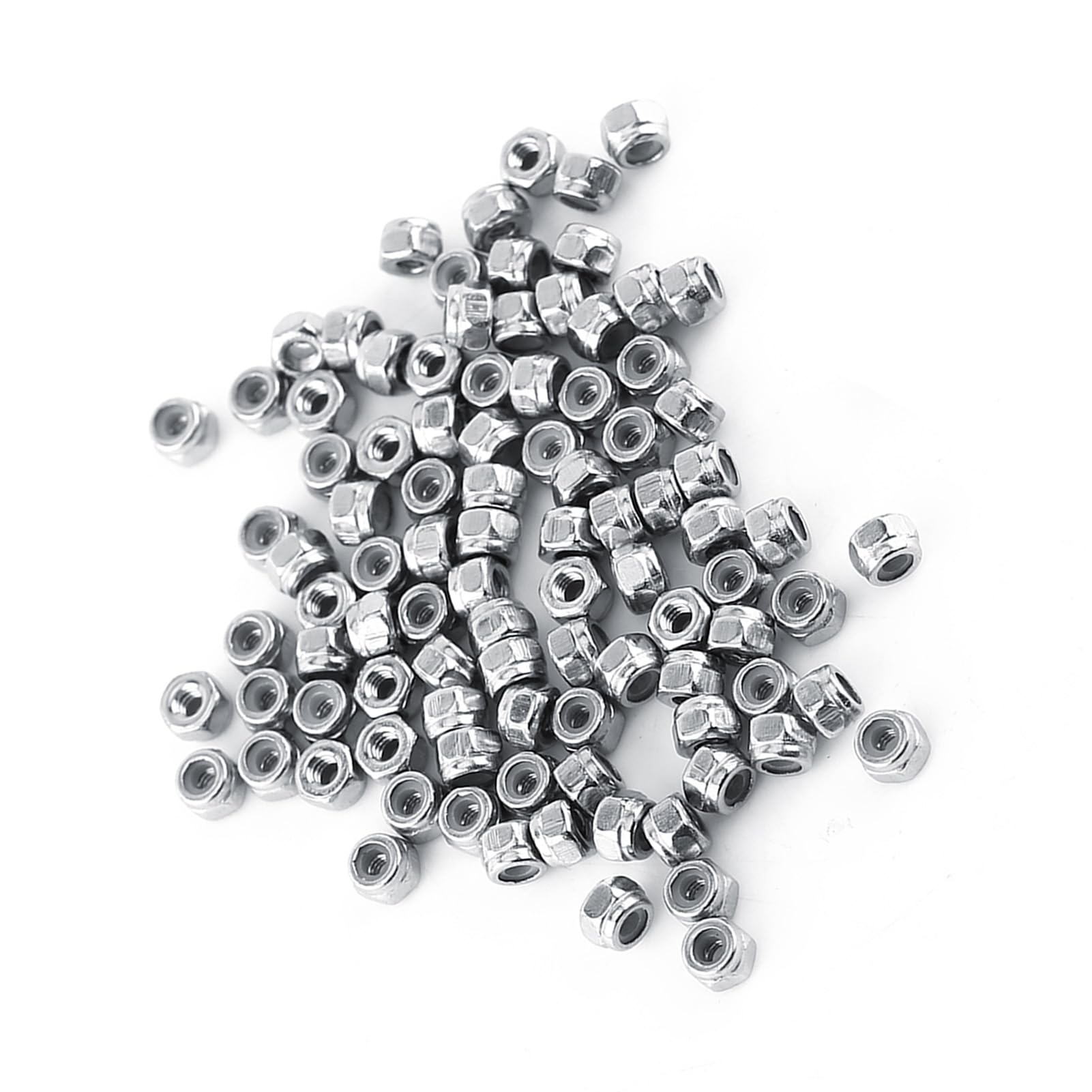 Dadi di Bloccaggio Esagonali con Inserto in Nylon, Acciaio Inossidabile SS304, M2, 100 Pezzi, Autobloccanti