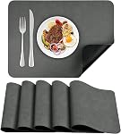 Set de Tables pour Table à Manger 6 Tapis de table lavables 17 × 12 Inch. Imperméable & Ensemble de matelas de place essuyables 6 Plastique extérieur en cuir faux pour table de patio cuisine à manger brun