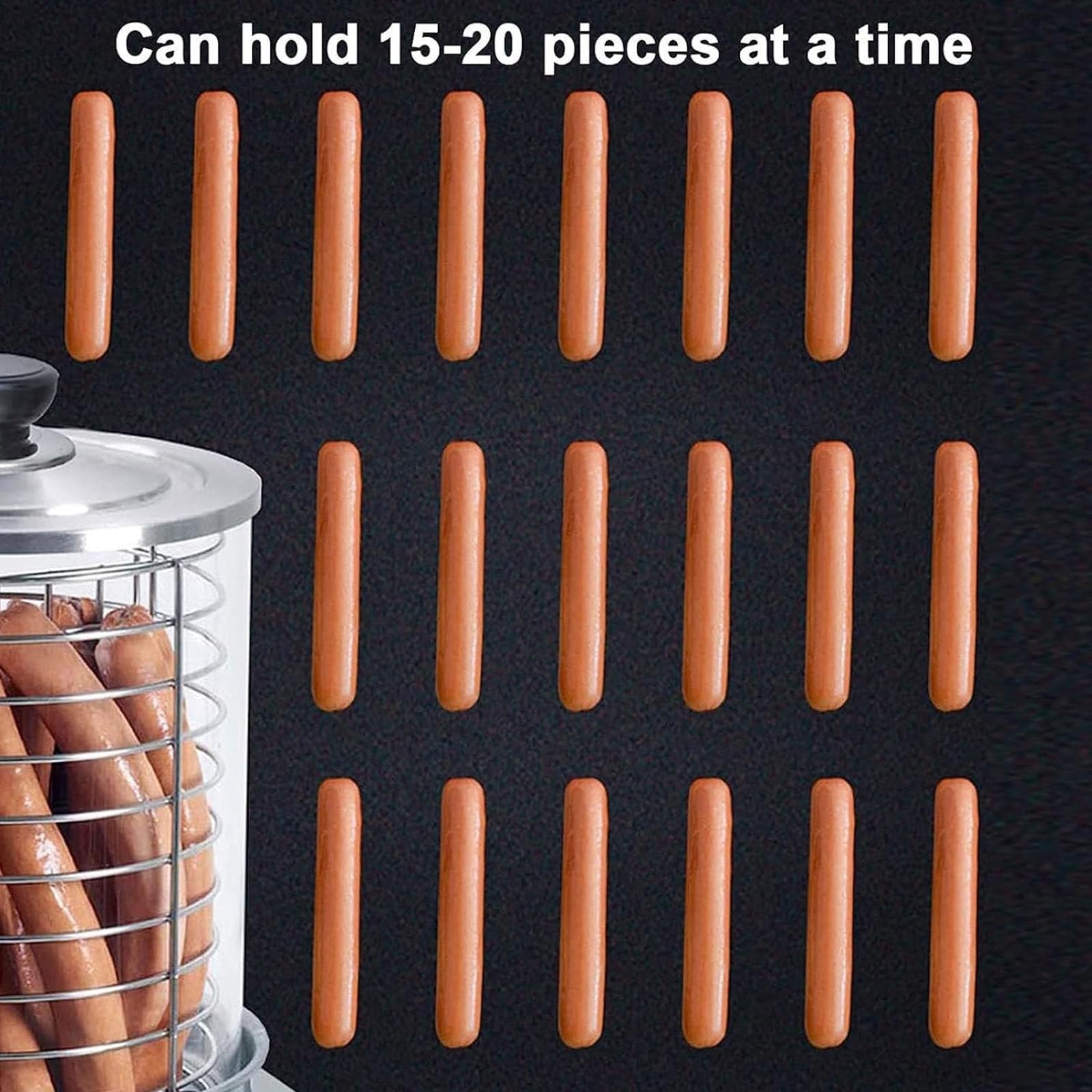 Home/Gewerblicher Hot-Dog-Maker, Hot-Dog-Wärmer, Wurstgrill-Kocher, 15–20 Stäbchen Gleichzeitig Einlegen, Mit Schalter Zur Geschwindigkeitsregelung, Gummigriffe/Gummifüße Withrod