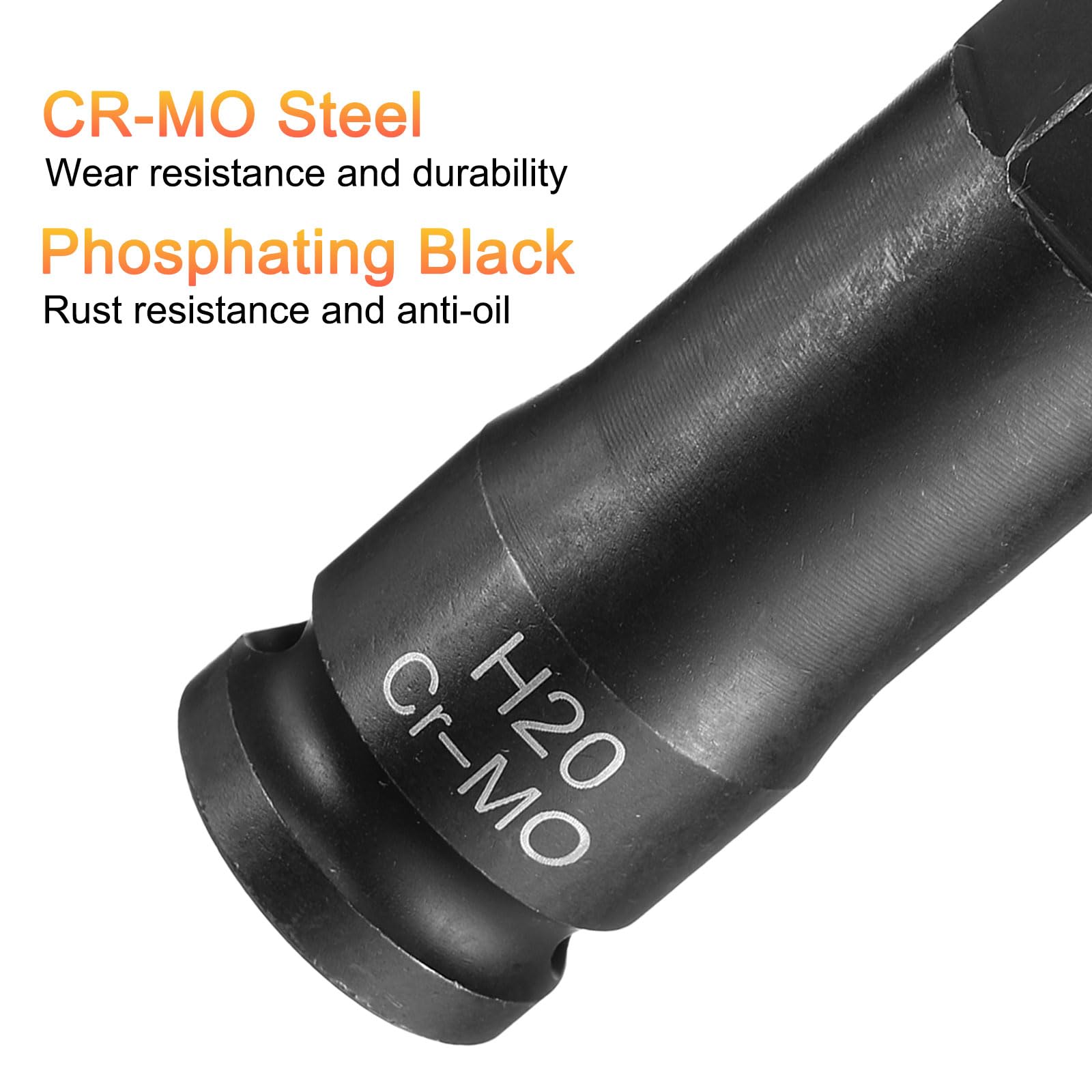 Utensile Riparazione Meccanica QUARKZMAN 4mmBussola A Impatto Esagonale H4 1/2"Acciaio CR-MO Fosfato Nero Bussola A Impatto Esagonale Allungata Adattatore Cacciavite Esagonale Per Acciaio Cromo Molibdeno Fosfato Nero - 12