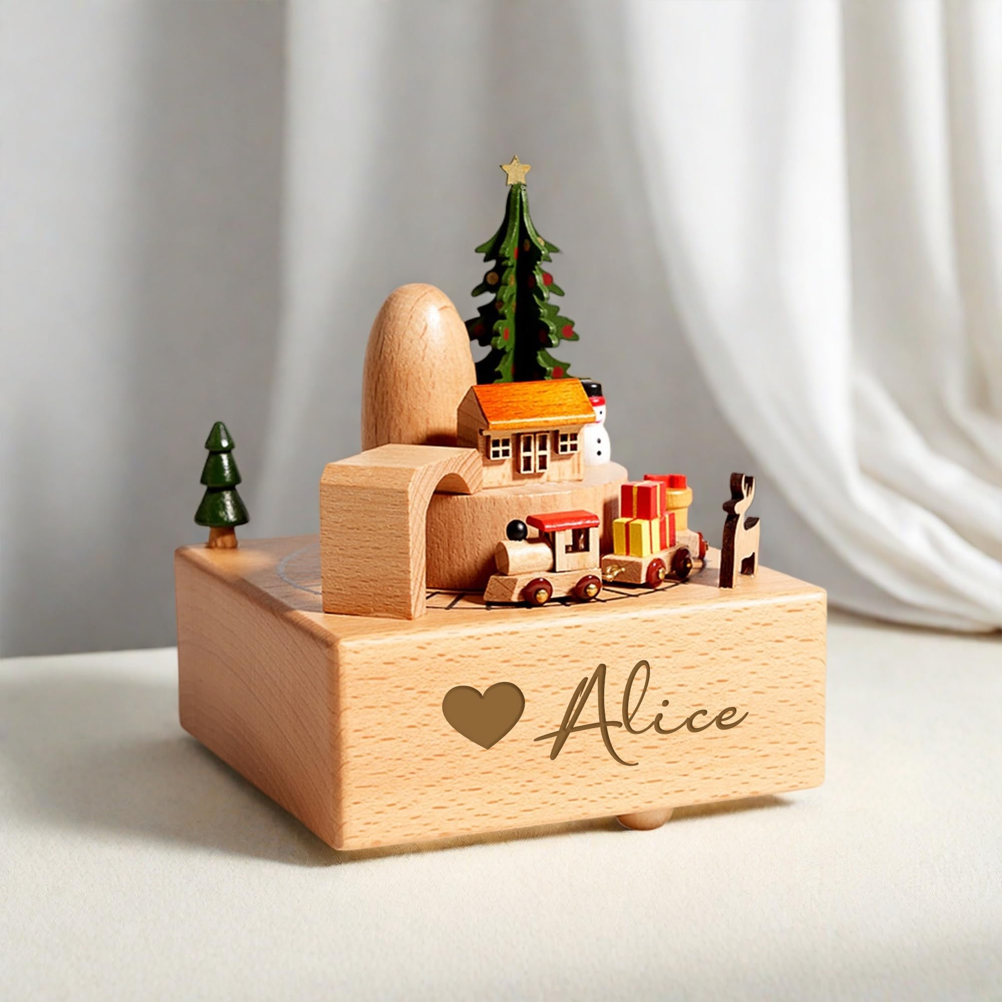 Scatola di Musica in Legno Personalizzabile, Scatola di Musica in Legno Personalizzata Incisa a Mano, Scatola di Musica Personalizzata con Nome/Testo, Regali per Bambini Ragazze Ragazzi Figlia