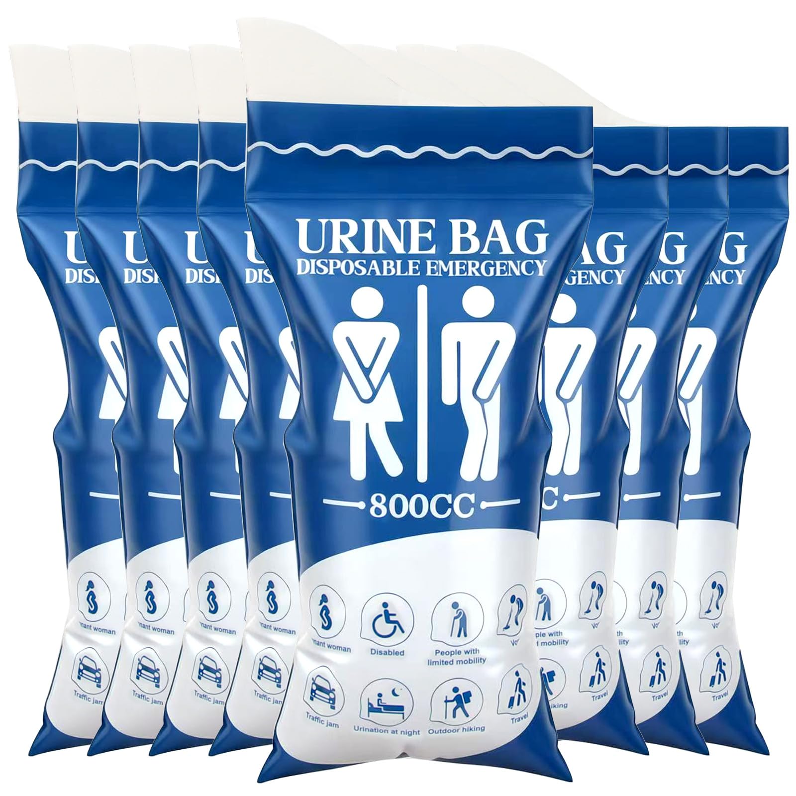 MOSTFUN 8 Pcs Disposable Urine Bags, 800ml Portable Urinal Bags