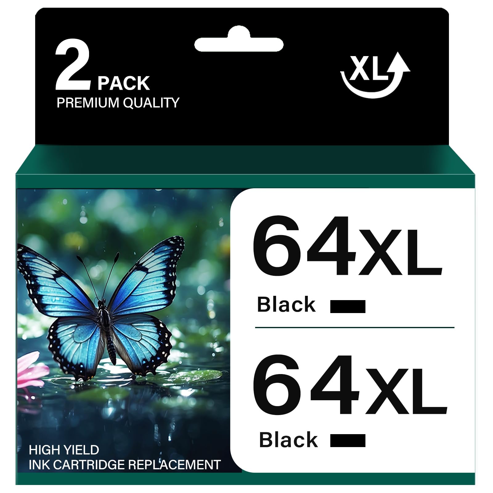 64XL Black Ink Cartridges Combo Pack High Yield Remanufactured Replacement for HP 64 XL Ink Compatible with Envy Photo 7155 7800 7855 7858 7100 7120