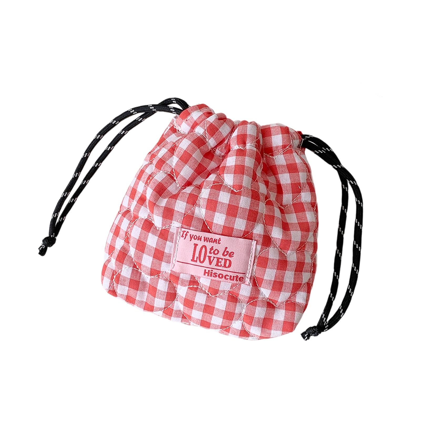 Jazuaiao Portable Travel Toiletry Bag Cosmetic Organizers Portable Makeup Pouches Quilted Heart Easy Open Heart Pattern Bag