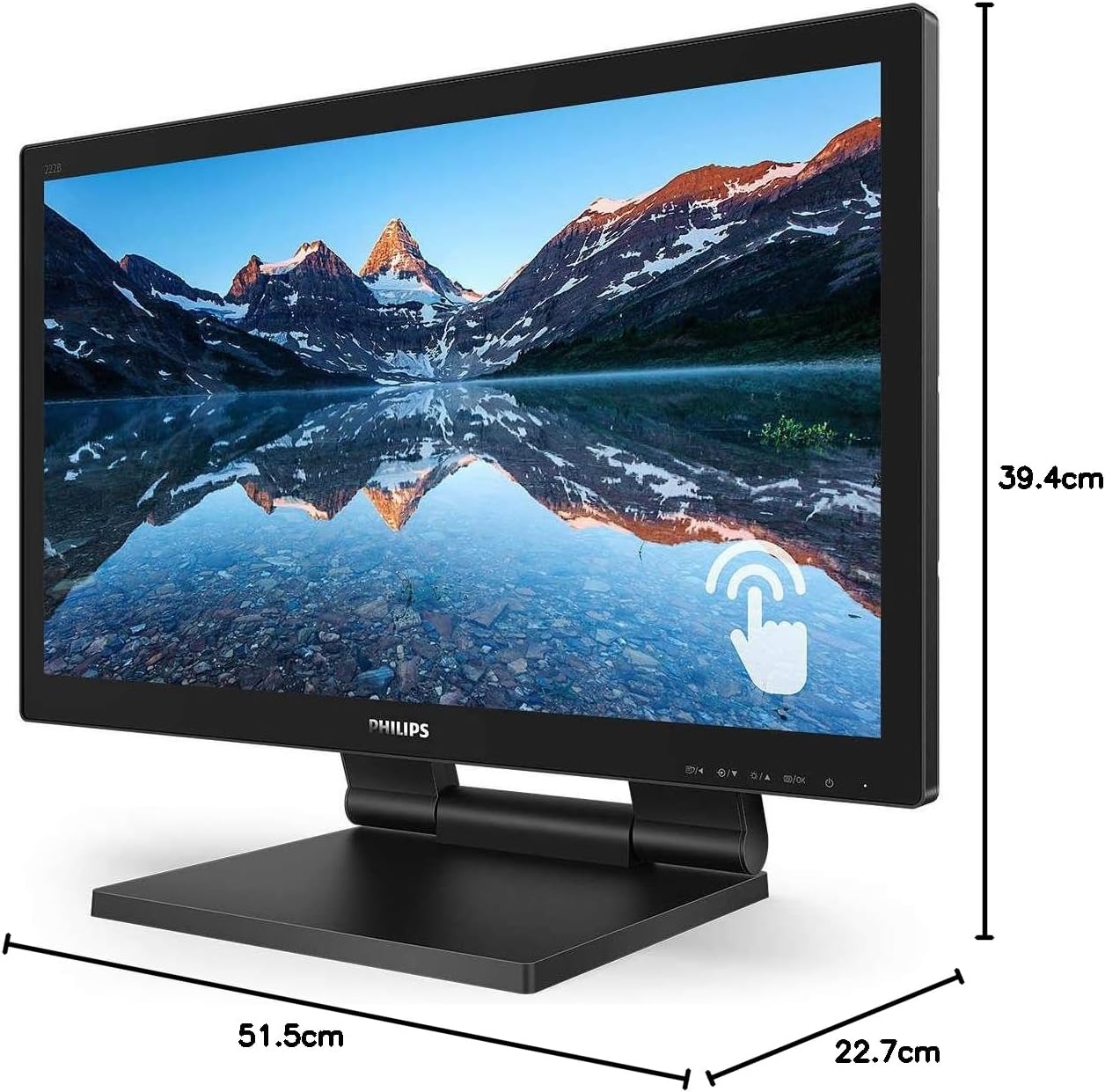 PHILIPS Monitor 21,5" Touch Screen,Preto,222B9T/00