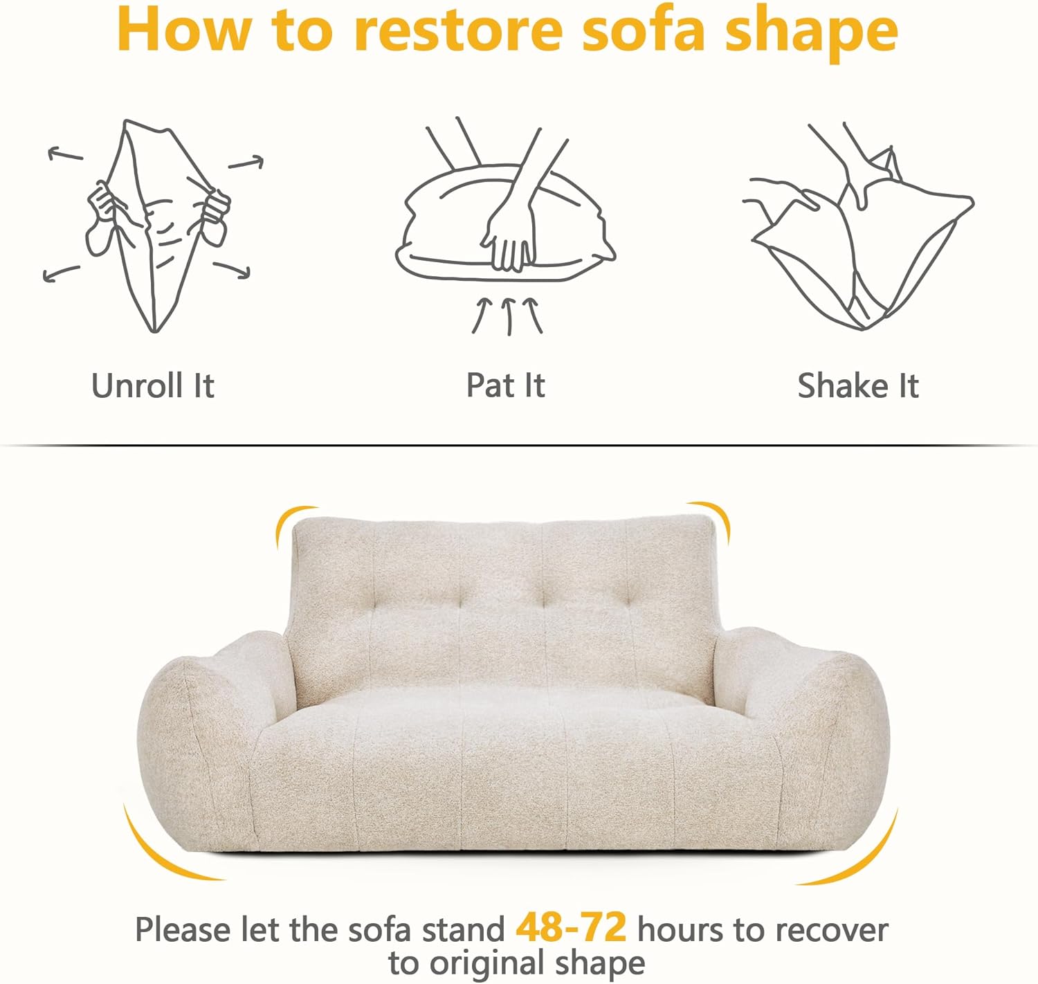 Lovupet Dog Couch for Medium Dogs, All Foam No Assembly Required Pet Sofa with Anti-Slip Bottom, PS798 (White)