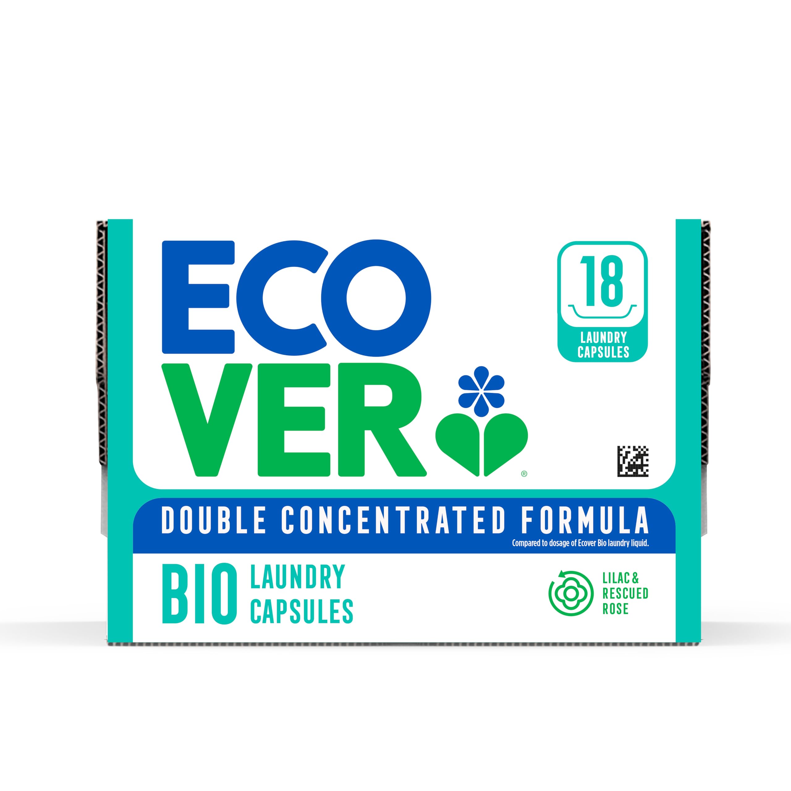 Ecover Bio Laundry Pods - Lilac & Rescued Rose Scent, Concentrated Formula, 18 Pods