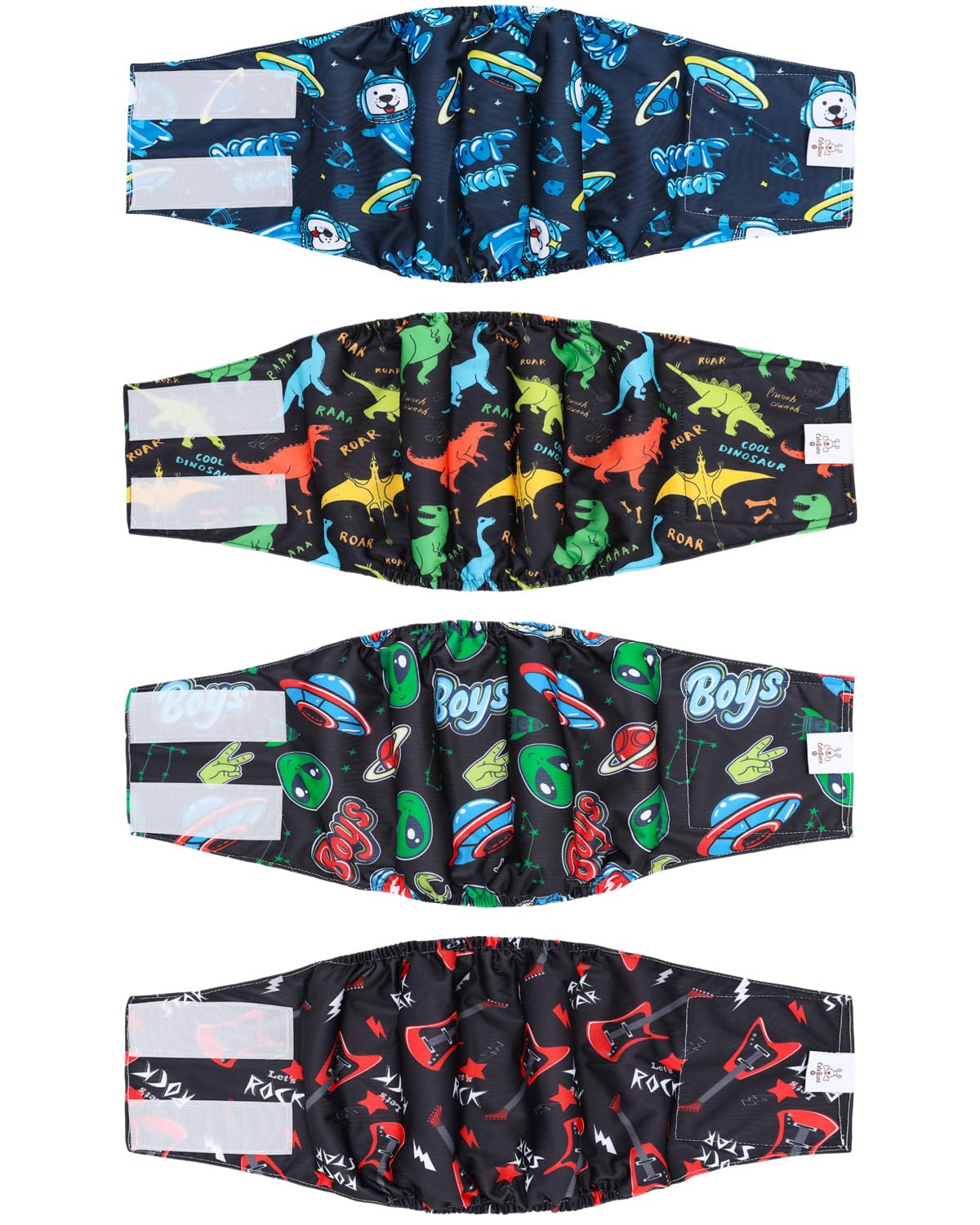 CuteBone Dog Diapers Male 4 Pack Puppy Wraps Reusable Doggie Belly Bands for Male Dogs Small Medium Large FGG02M