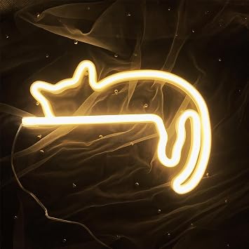 Cat Neon Sign- Cat Themed LED Wall Sign for Youth Room Game Room Dormitory Party Classroom Gift for Children Bedroom Office 5V,10.7 * 7.0 Inch, Easy Hanging