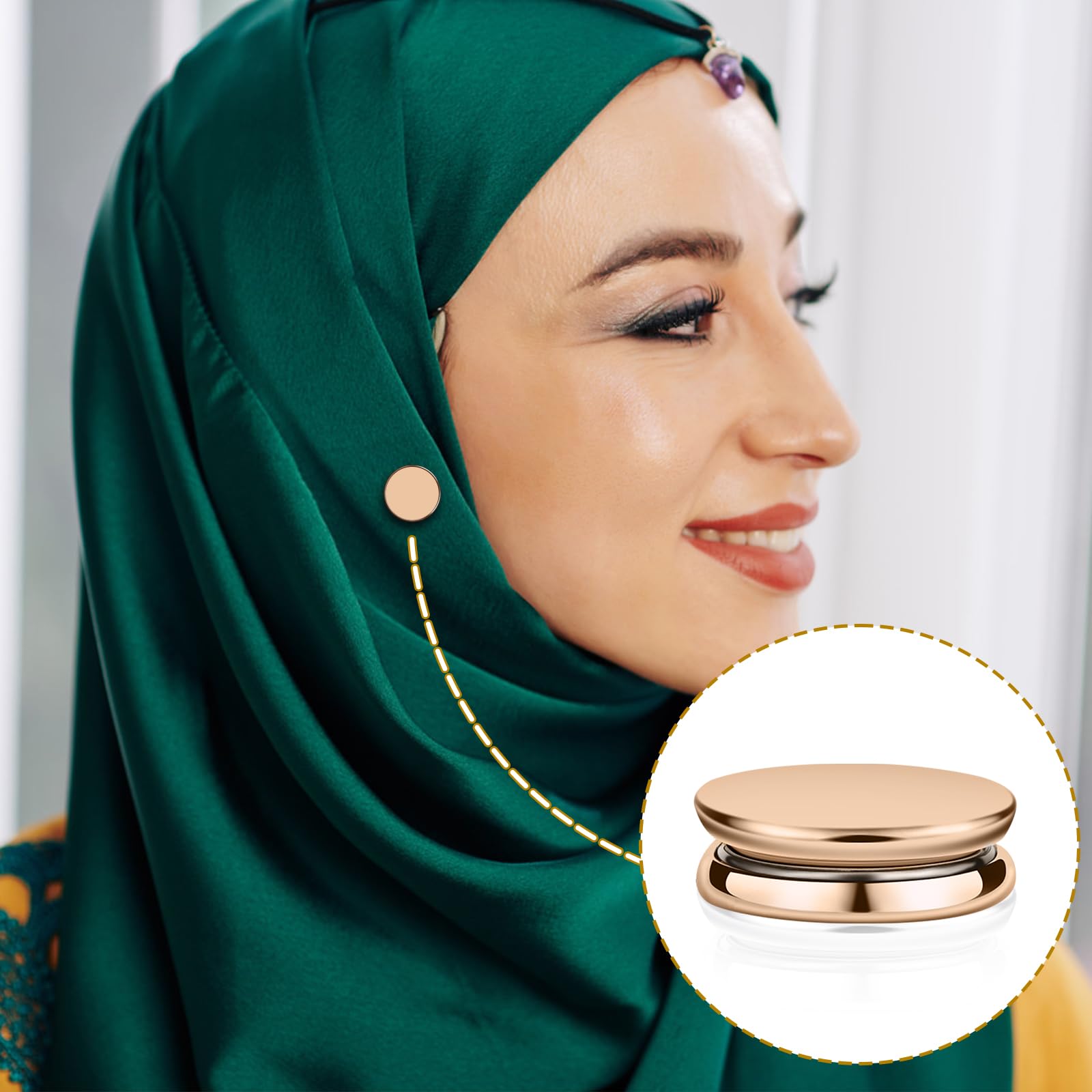 8 Pezzi Spille Magnetiche Hijab, 1,4 Cm Multiuso Clip Magnetica Per Sciarpa Magneti Per Hijab Senza Intoppi Chiusura Magnetica Per Sciarpa Spilla Senza Spilla Per Donne Vestiti (Colore G - Foto 11