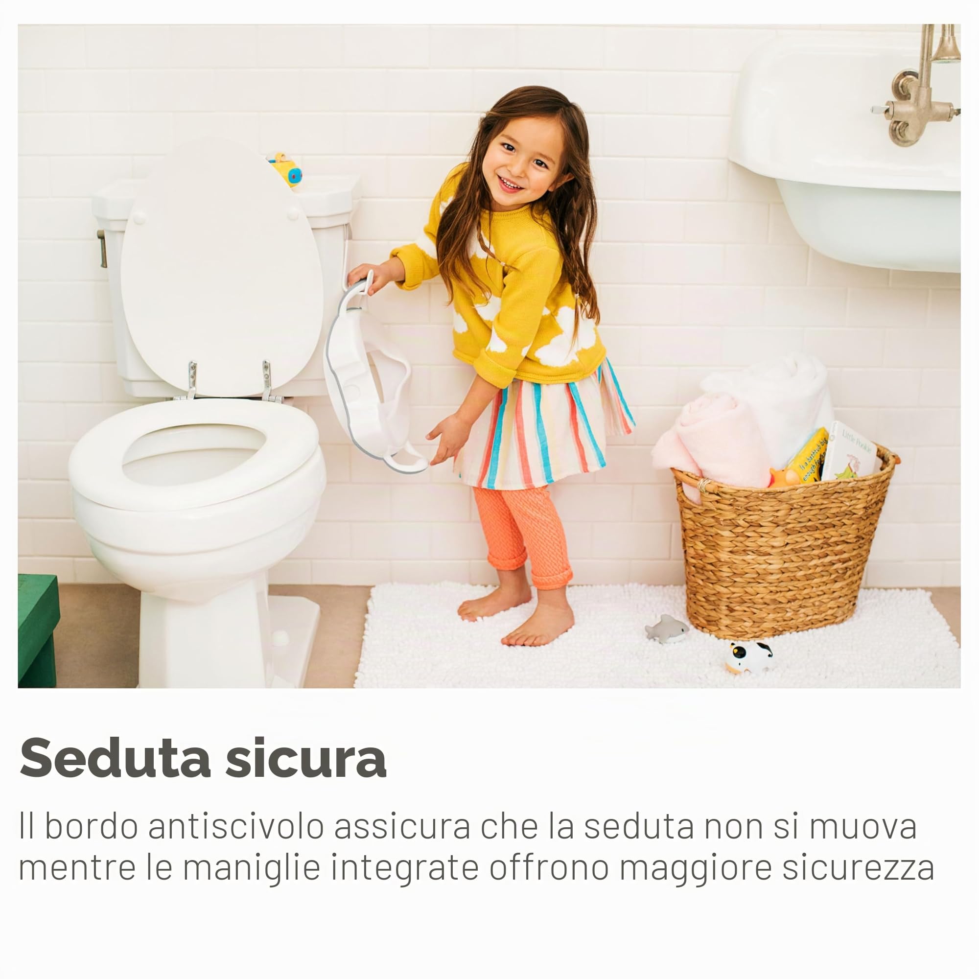 Munchkin Sturdy Seggiolino per il vasino per bambini, Seduta per addestramento vasino con maniglie, ottimo per bambini piccoli, Bianco
