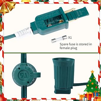Minetom C9 Light Strand, 100 FT Christmas Stringer with 100 Sockets for Outdoor String Light, Connectable, Intermediate Base (C9/E17) - 12 Spacing, Green Wire, Note (Only Use for C9 LED Bulb)