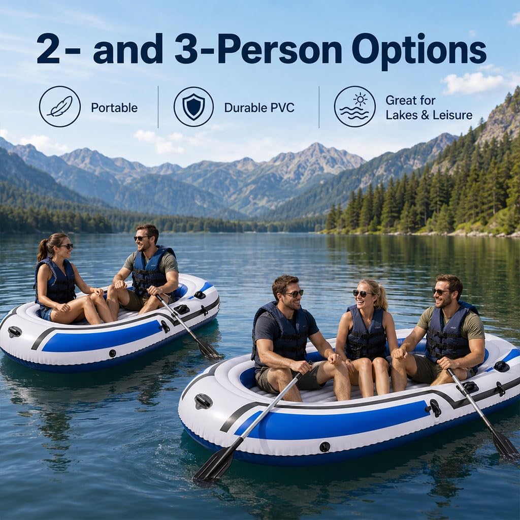 Kayak Gonfiabile 2-3 Persone, Barca In PVC Con 4 Camere D'Aria