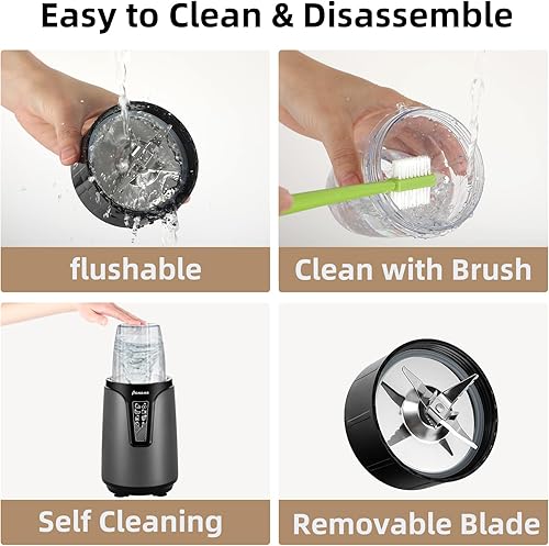 Miniatura 7 de Panana Licuadora para batidos, licuadora personal portátil de 850 W y molinillo combinado con 2 tazas de batidos portátiles de 20 onzas con tapas