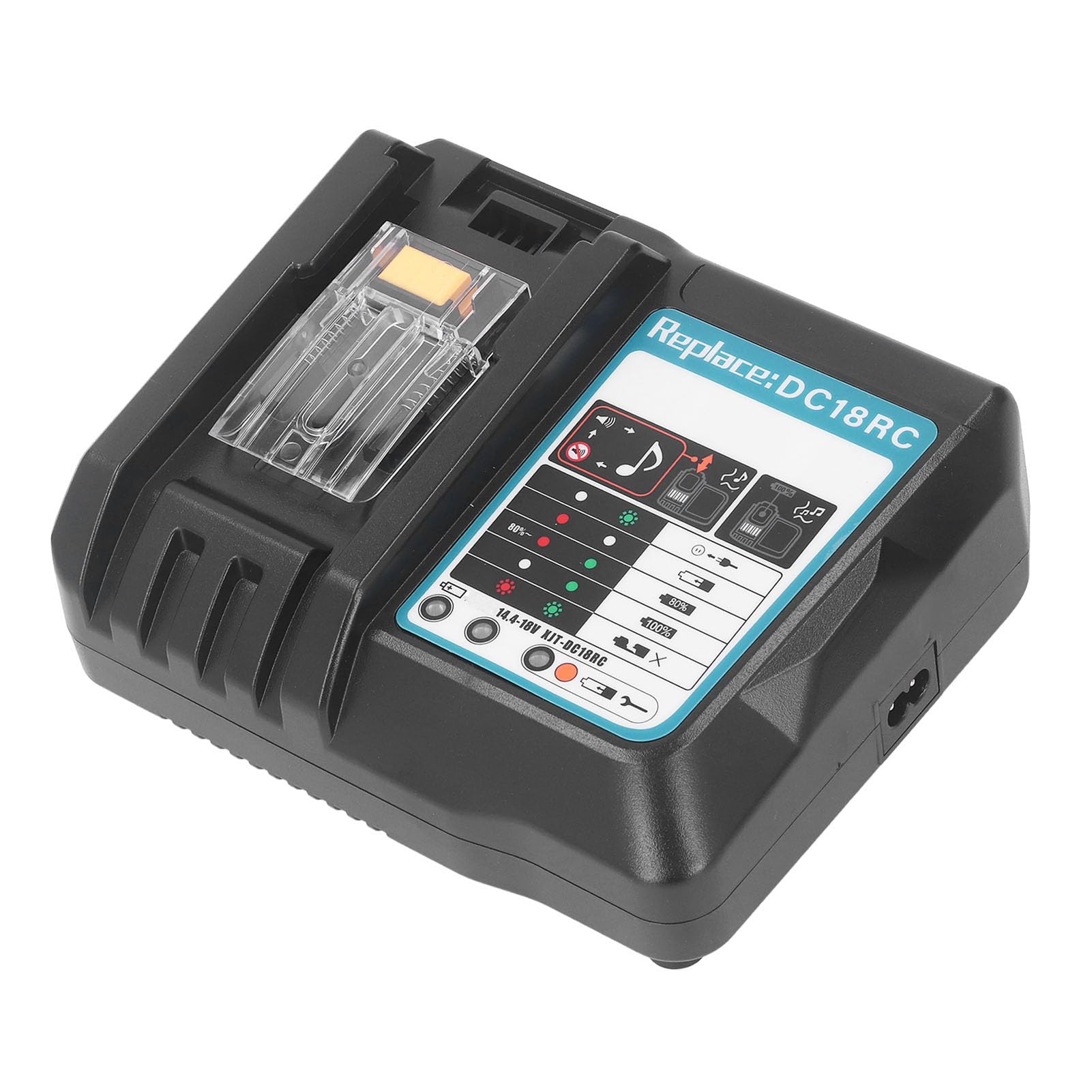 Cargador de Batería de Iones de Litio, 100-240V Profesional 0.85A MAX DC18RC 18V Cargador de Batería para BL1840B para BL1815 para BL1450 (Enchufe de la UE)