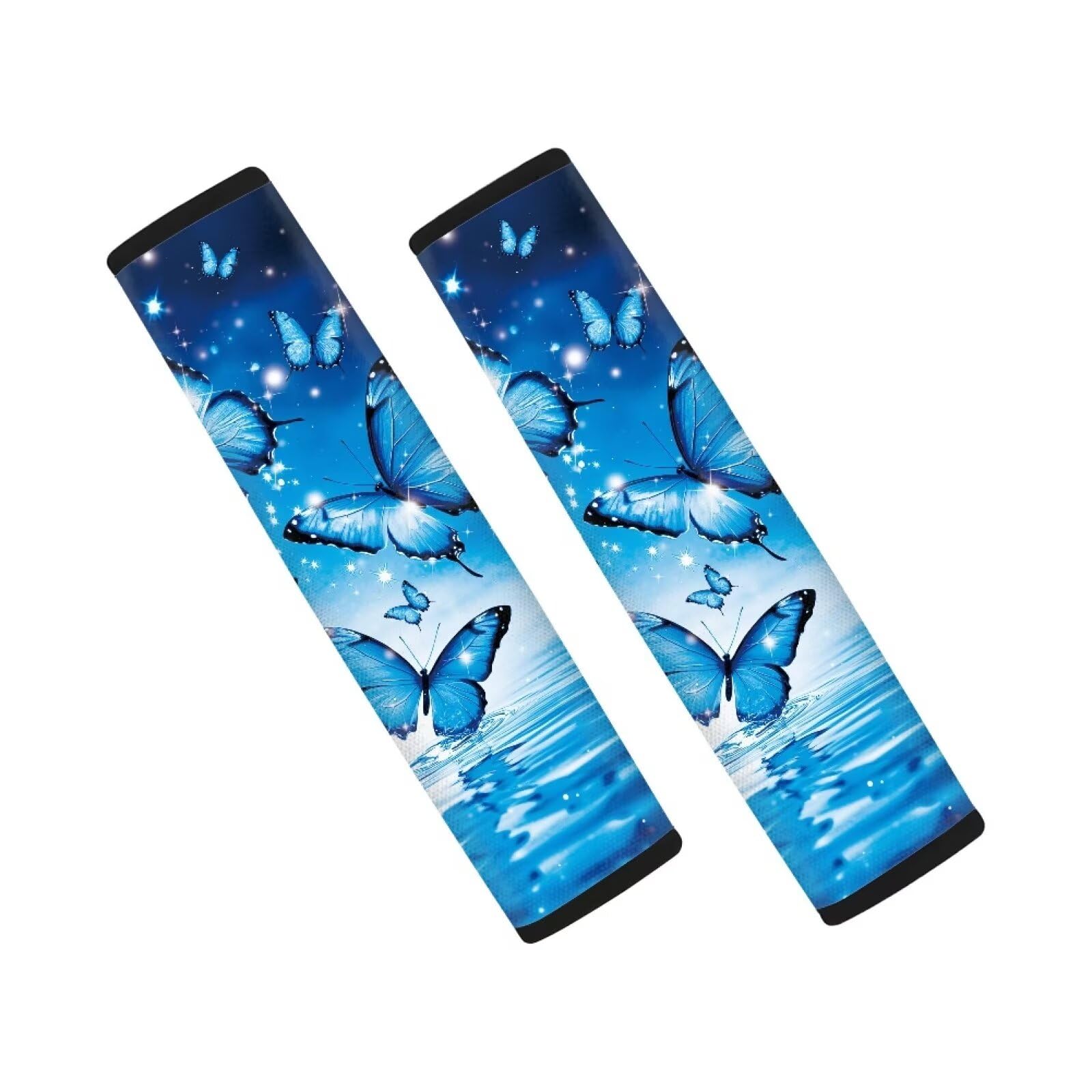 Dreaweet Blue Butterfly Seat Belt Cover Pad Cute Car Accessories Seatbelt Covers for Women 2 Pack Seatbelt Cushions for Adults Comfortable Car Seat Shoulder Pads for Seat Belts