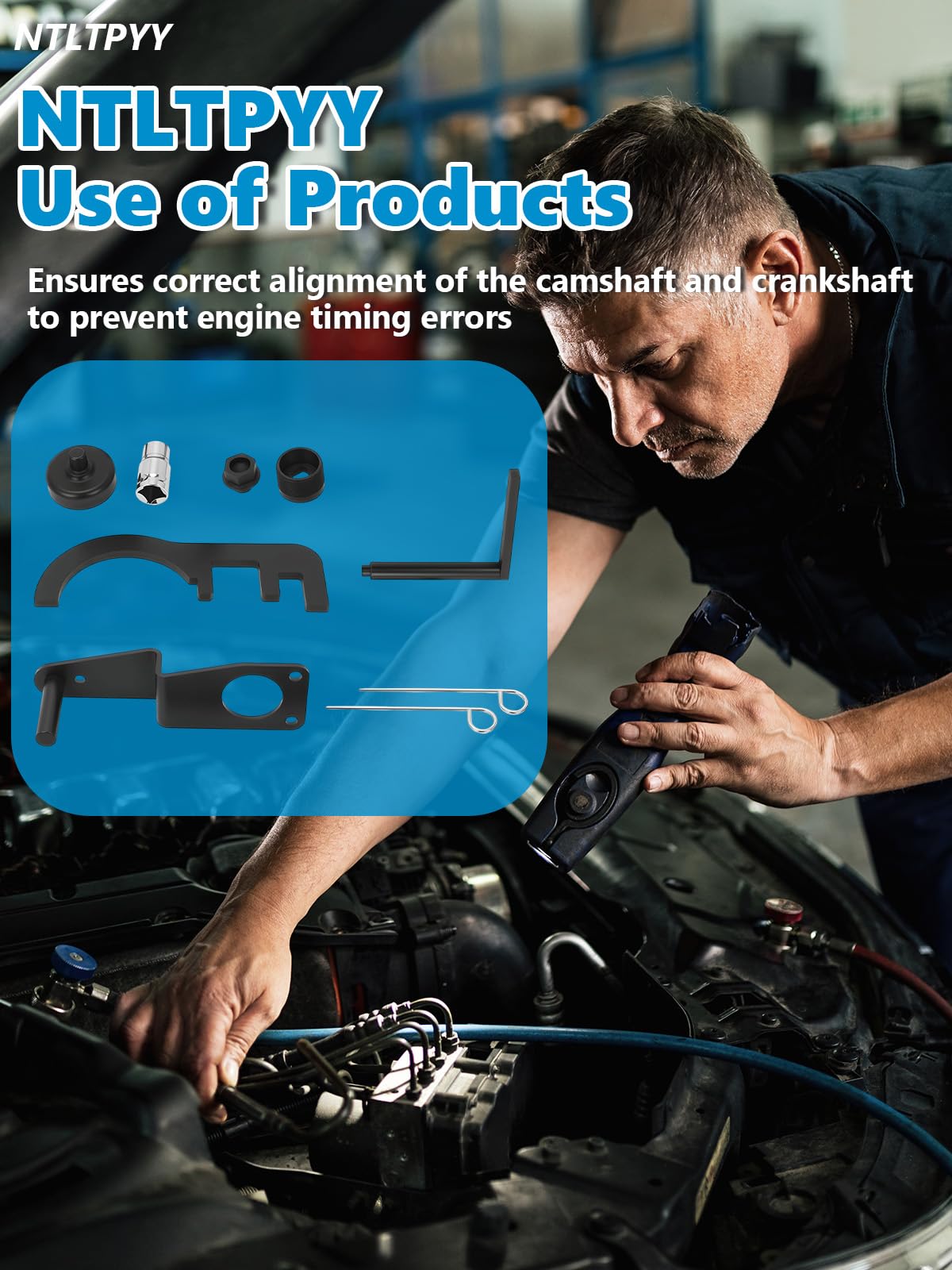 Strumento di Messa in Fase del Motore Compatibile con BMW N47 N47S N57 – Kit di bloccaggio Albero a camme (Sostituzione per Codici OEM 118740, 115320, 118760, 116480)