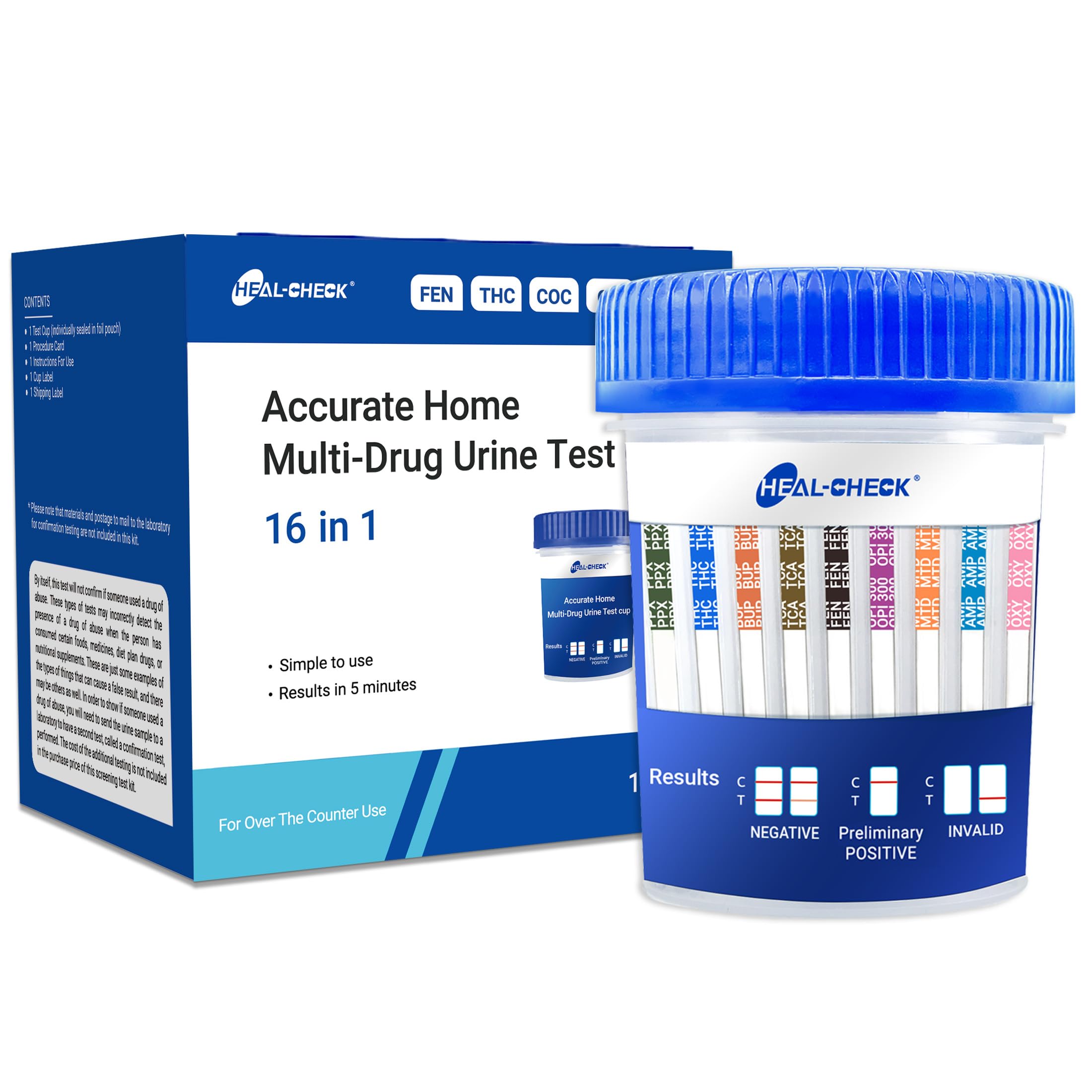 HEAL-CHECK 16-Panel Multi Drug Urine Test Cup