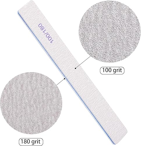 Miniatura 2 de Limas de uñas rectangulares de grano 100180, lima de doble cara, lima de uñas negras para uñas acrílicas y uñas naturales