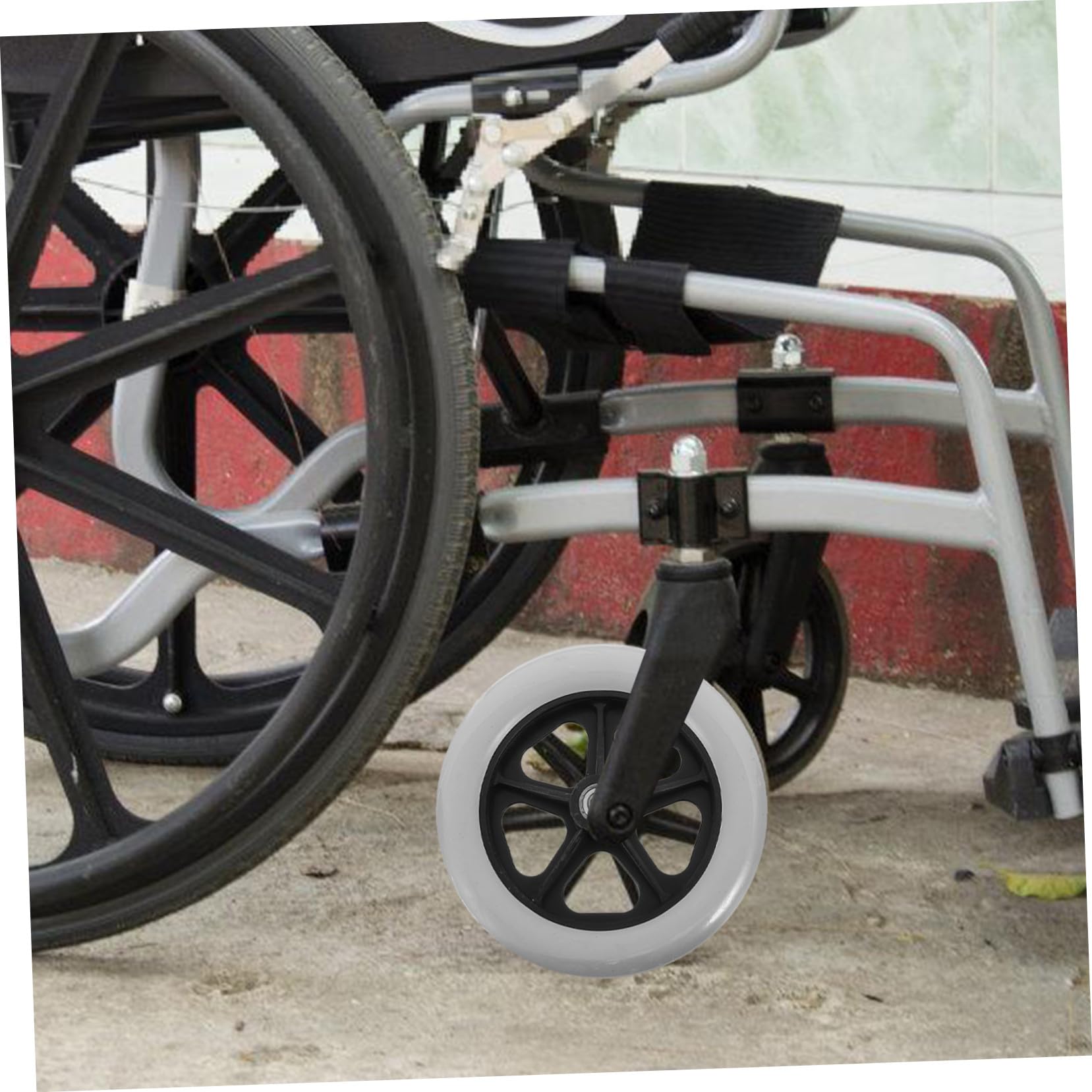 WOONEKY Ruote Anteriori per Sedia a Rotelle 8 Pollici in Materiale Resistente per Deambulatore e Carrello della Spesa, Sostituzione Silenziosa e Stabile per Uso Manuale ed Elettrico