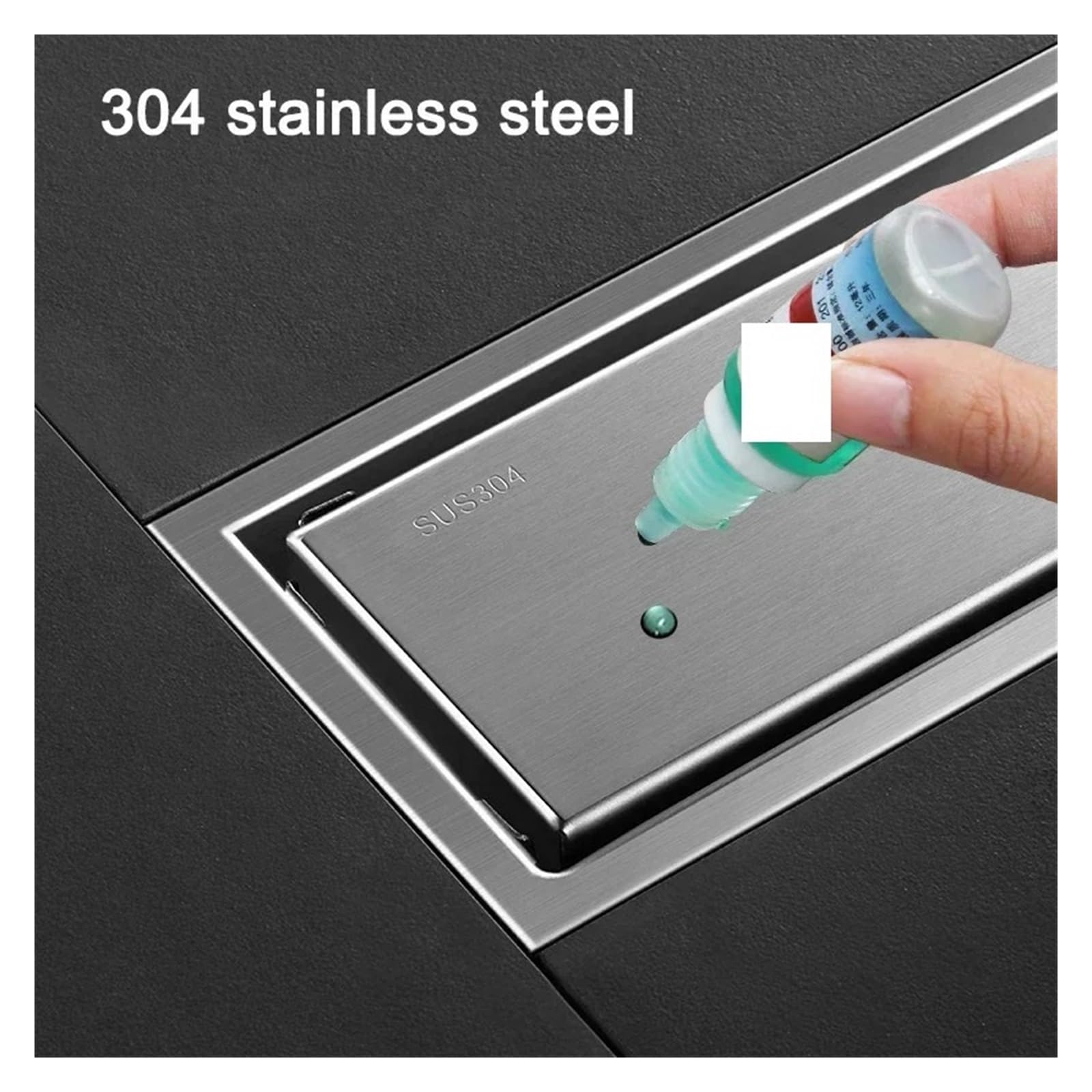Desagüe de Suelo Invisible de Acero Inoxidable 304 para Ducha - Accesorios de baño Ocultos, Lado d, 10x50cm, antiobstrucción, fácil Limpieza, diseño Moderno para Cuartos húmedos.