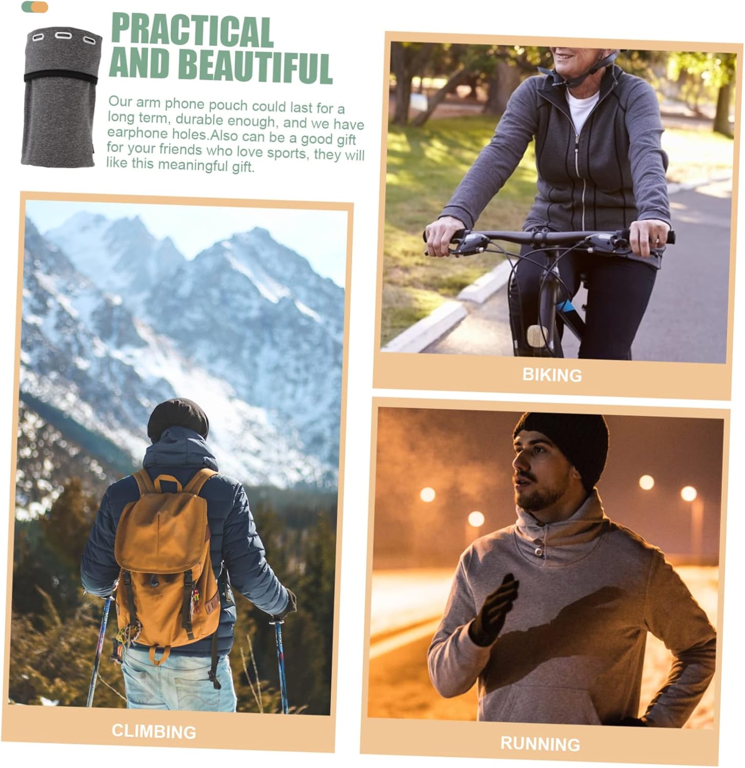 Angoily 5pcs Outdoor Sports Armband Phone Holder Lightweight Arm Sleeve for Running Walking Hiking Biking Fits Cell Phones