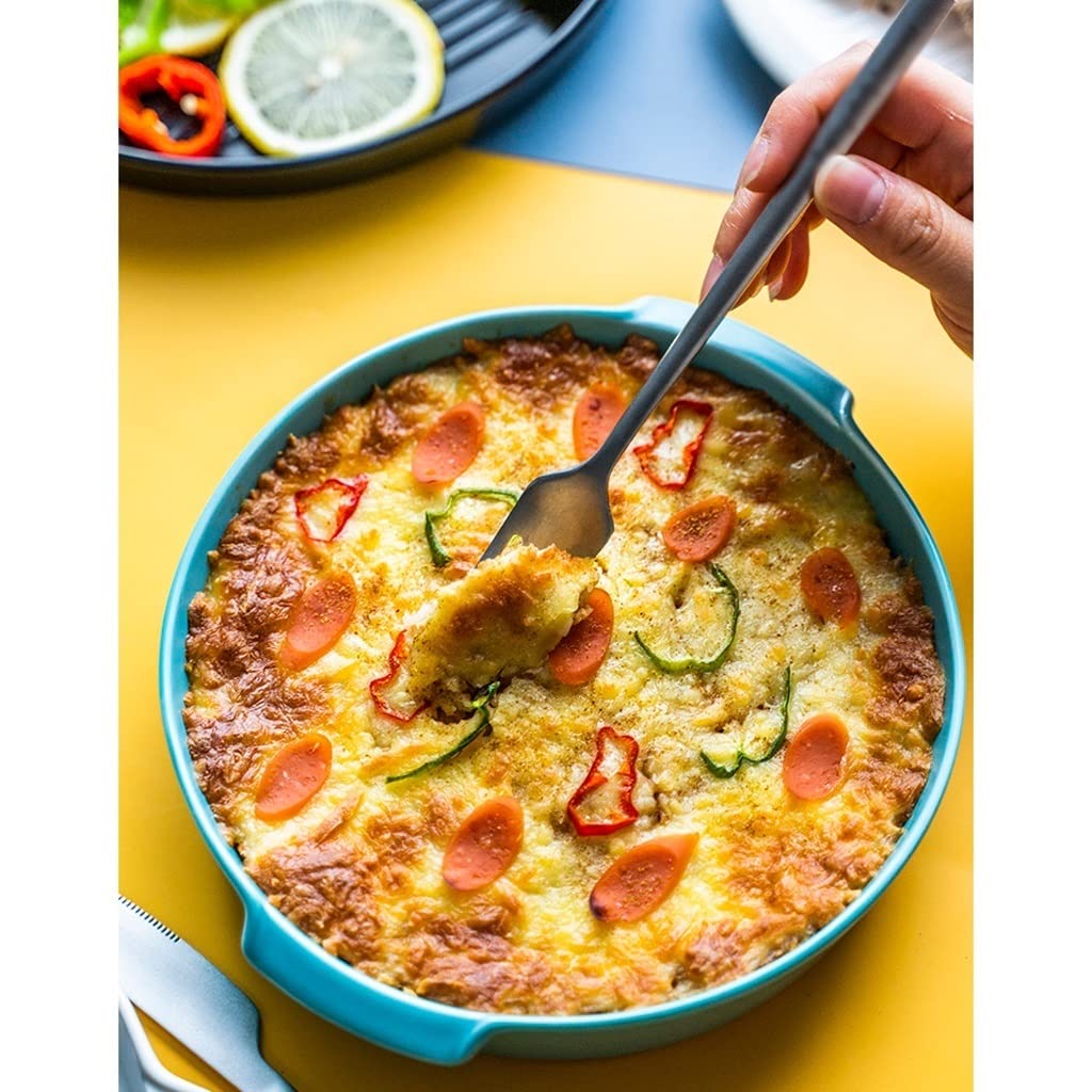Ramequin Four Pizza Pan Céramique Pie Pan Oeuf Tart Pan Rond Pie Pan Cuisinière Panza Panza Panza Panque de Cuisson Four à Cuire au Four Plat à Four (Color : B, Size : 10inch)