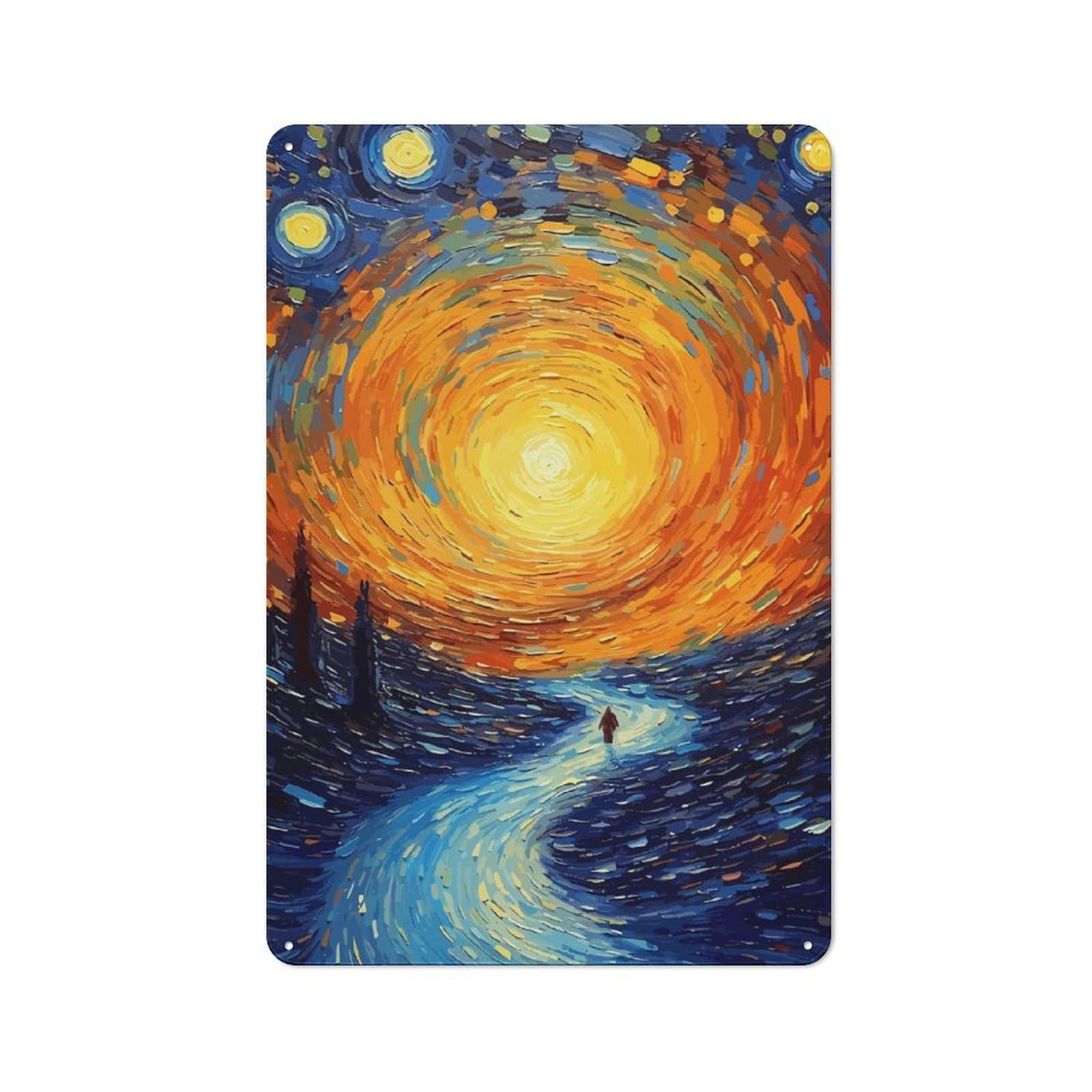 Junmoney Style-14 Retro Metal Wall Sign 30X20cm Featuring Psychedelic Painting For Pub Or Café, For Garage, Workshop And Man Cave Decoration