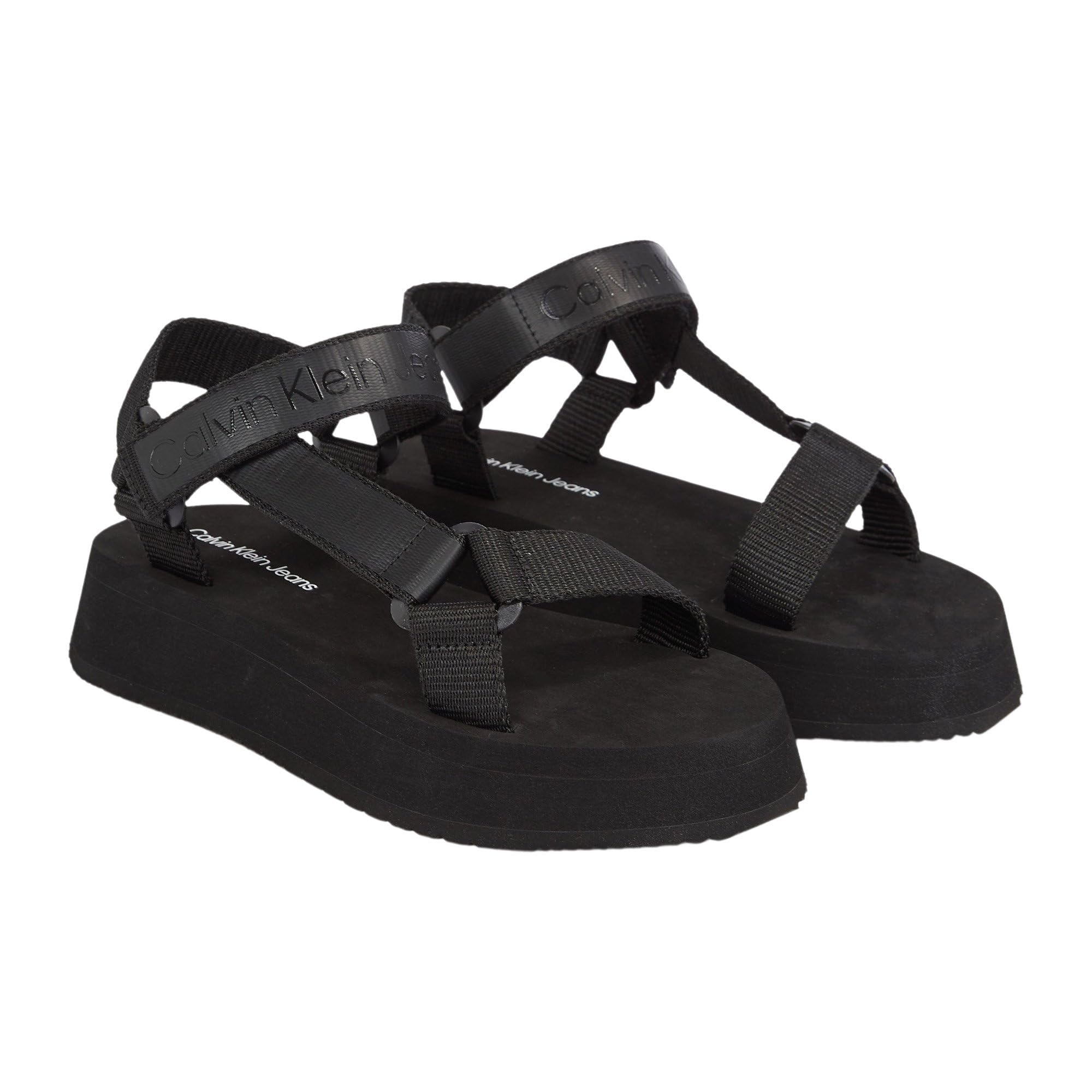 Calvin Klein Jeans Mujer Sandalias de verano, Negro (Black), 39