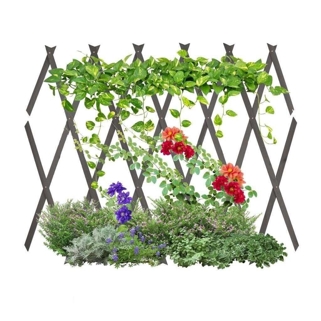 Wooden Trellis Fence for Gardens & Outdoor Spaces – Adjustable Sizes (30x180cm, 60x180cm, 90x180cm, 120x180cm) – Available in Brown, Green, Natural, and Grey Finishes (Grey, 60cmx180cm)